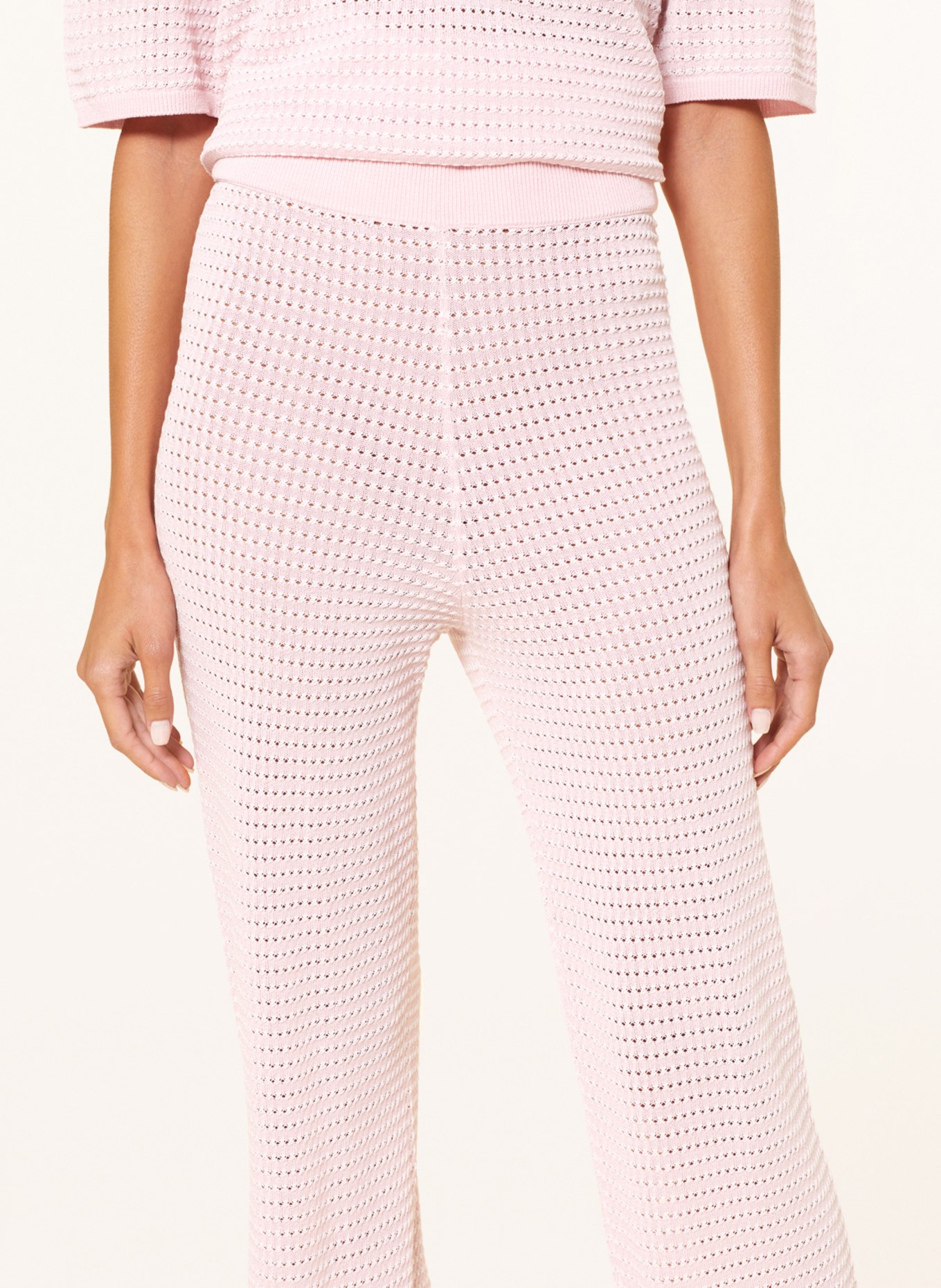 REMAIN Knit trousers, Color: LIGHT PINK/ WHITE (Image 5)