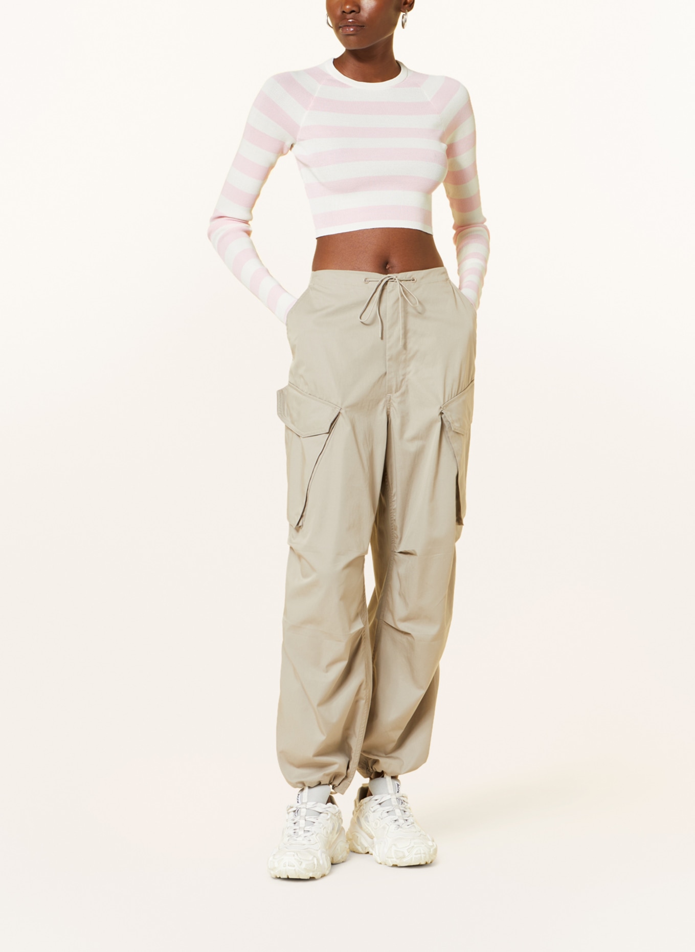 REMAIN Cropped sweater, Color: WHITE/ LIGHT PINK (Image 2)