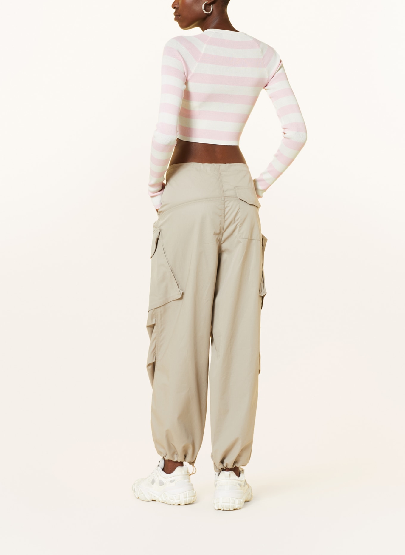 REMAIN Cropped sweater, Color: WHITE/ LIGHT PINK (Image 3)