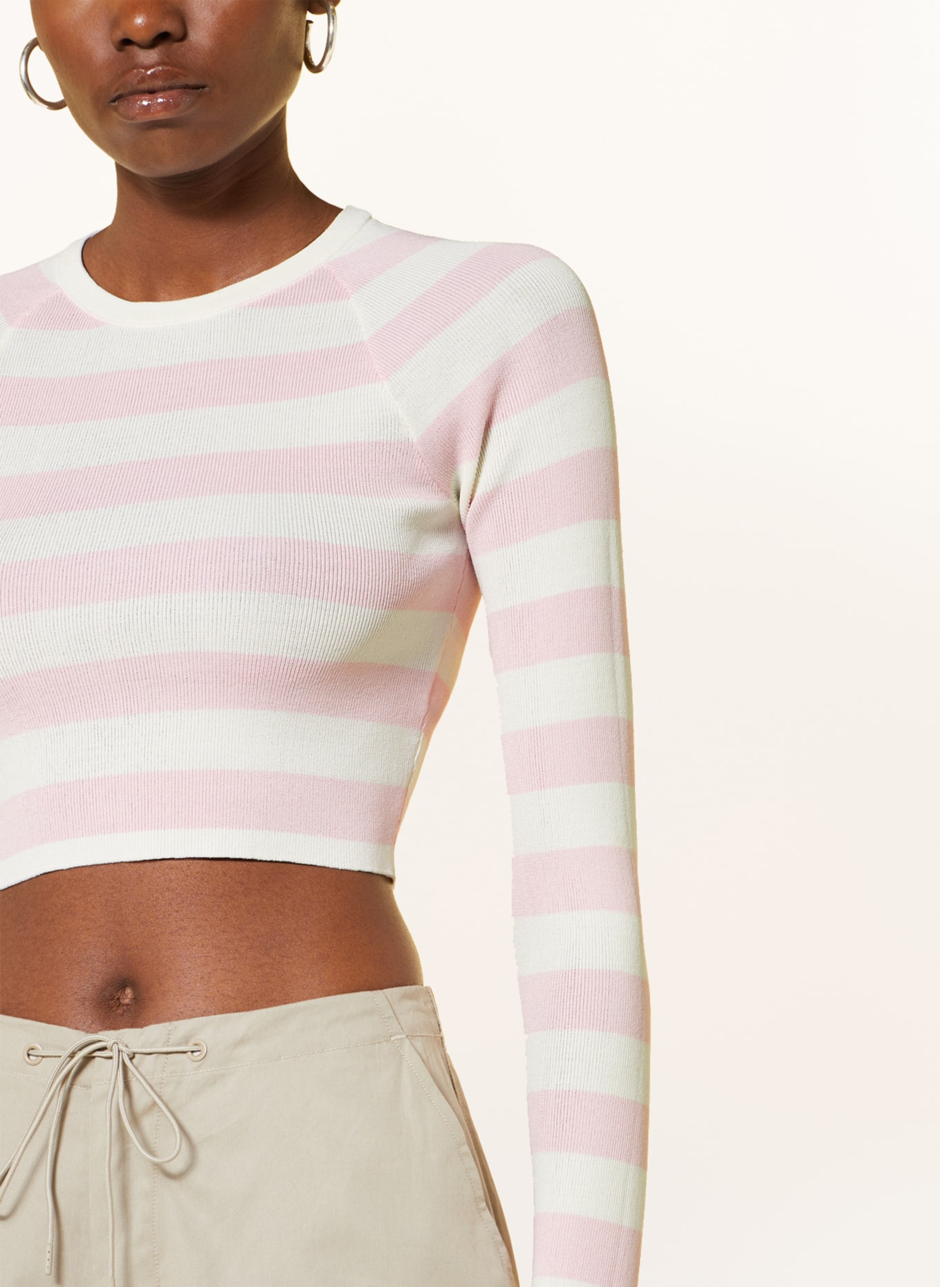 REMAIN Cropped sweater, Color: WHITE/ LIGHT PINK (Image 4)