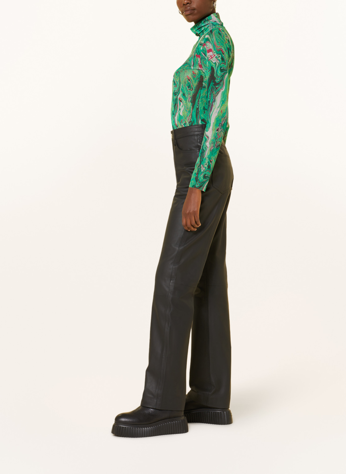REMAIN Spodnie skórzane, Kolor: CZARNY (Obrazek 4)