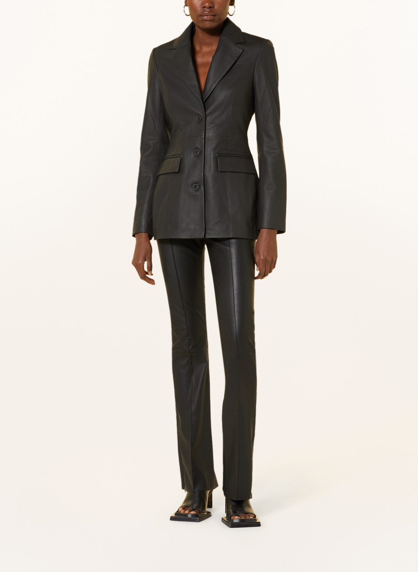 REMAIN Leather blazer, Color: BLACK (Image 2)