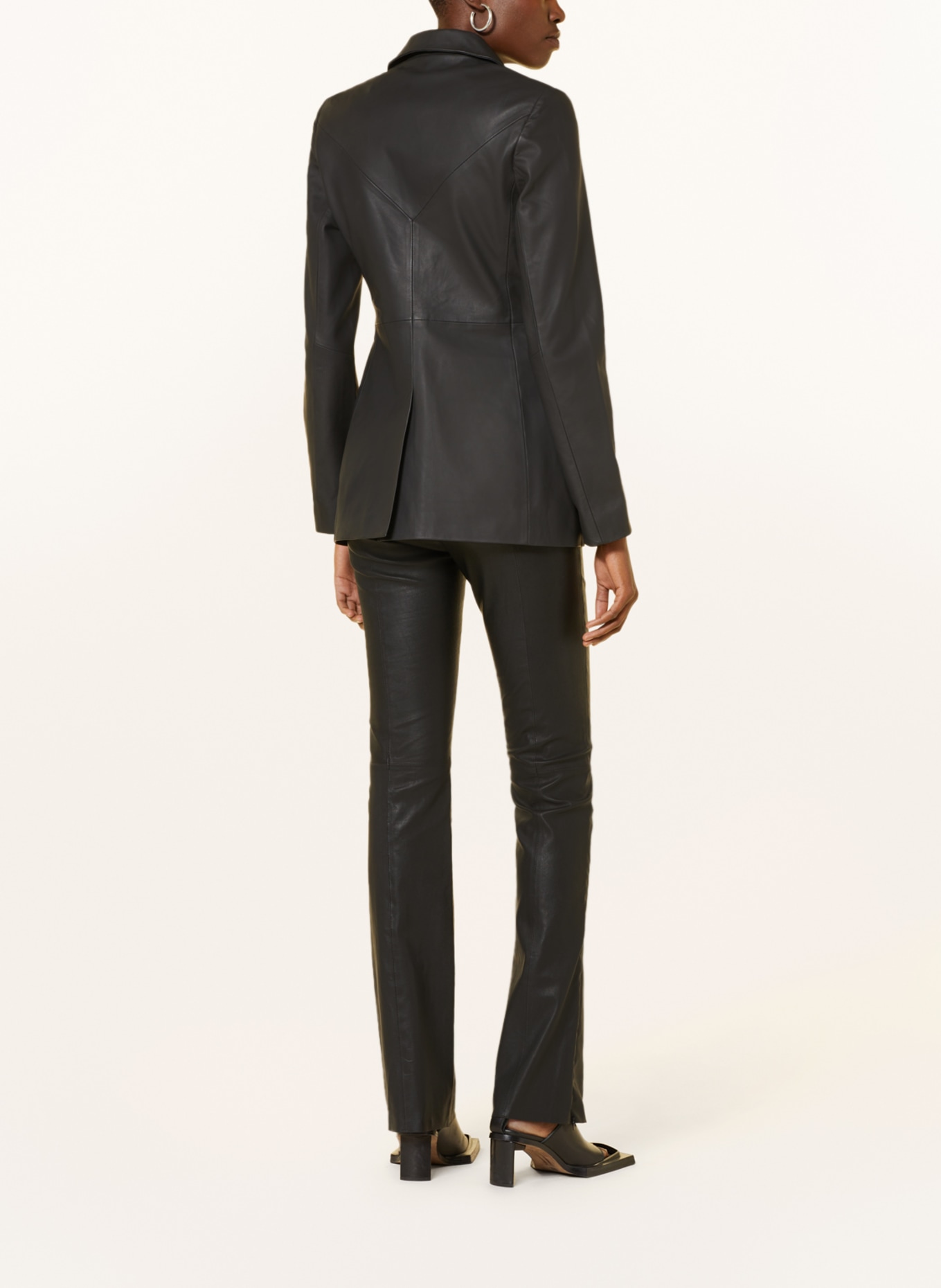 REMAIN Leather blazer, Color: BLACK (Image 3)