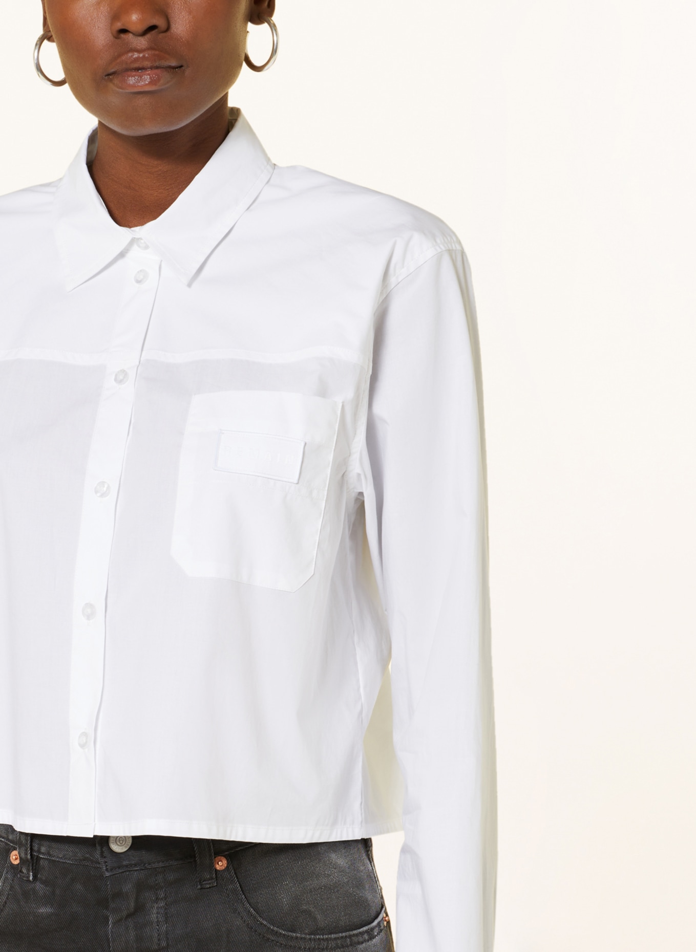 REMAIN Cropped shirt blouse, Color: WHITE (Image 4)