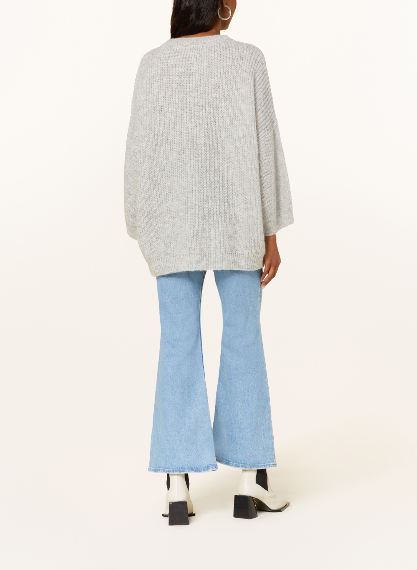 summum woman Sweater with mohair and 3/4 sleeves, Color: LIGHT GRAY (Image 3)