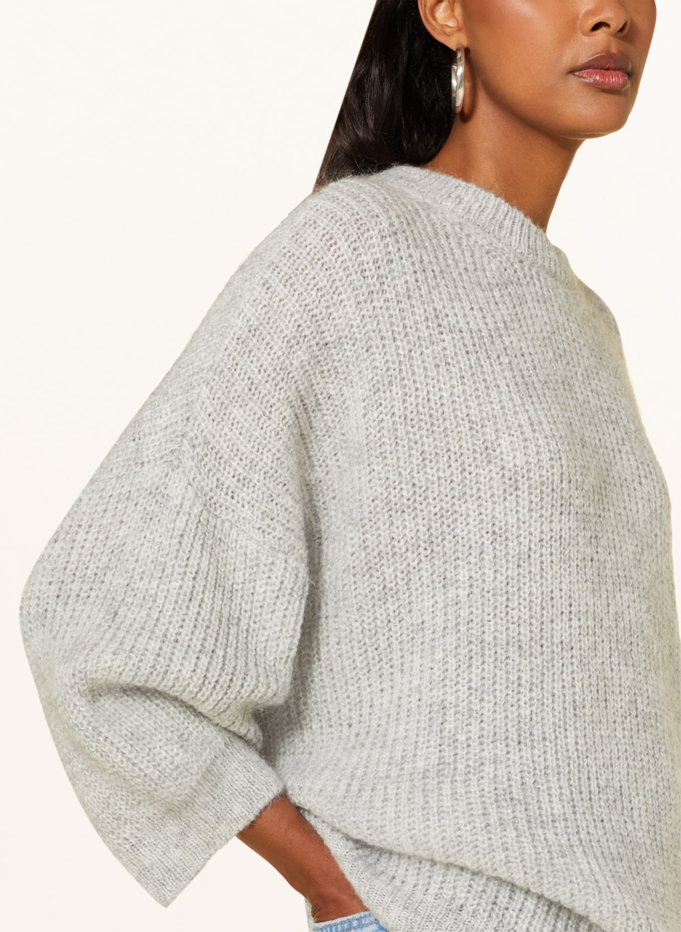 summum woman Sweater with mohair and 3/4 sleeves, Color: LIGHT GRAY (Image 4)