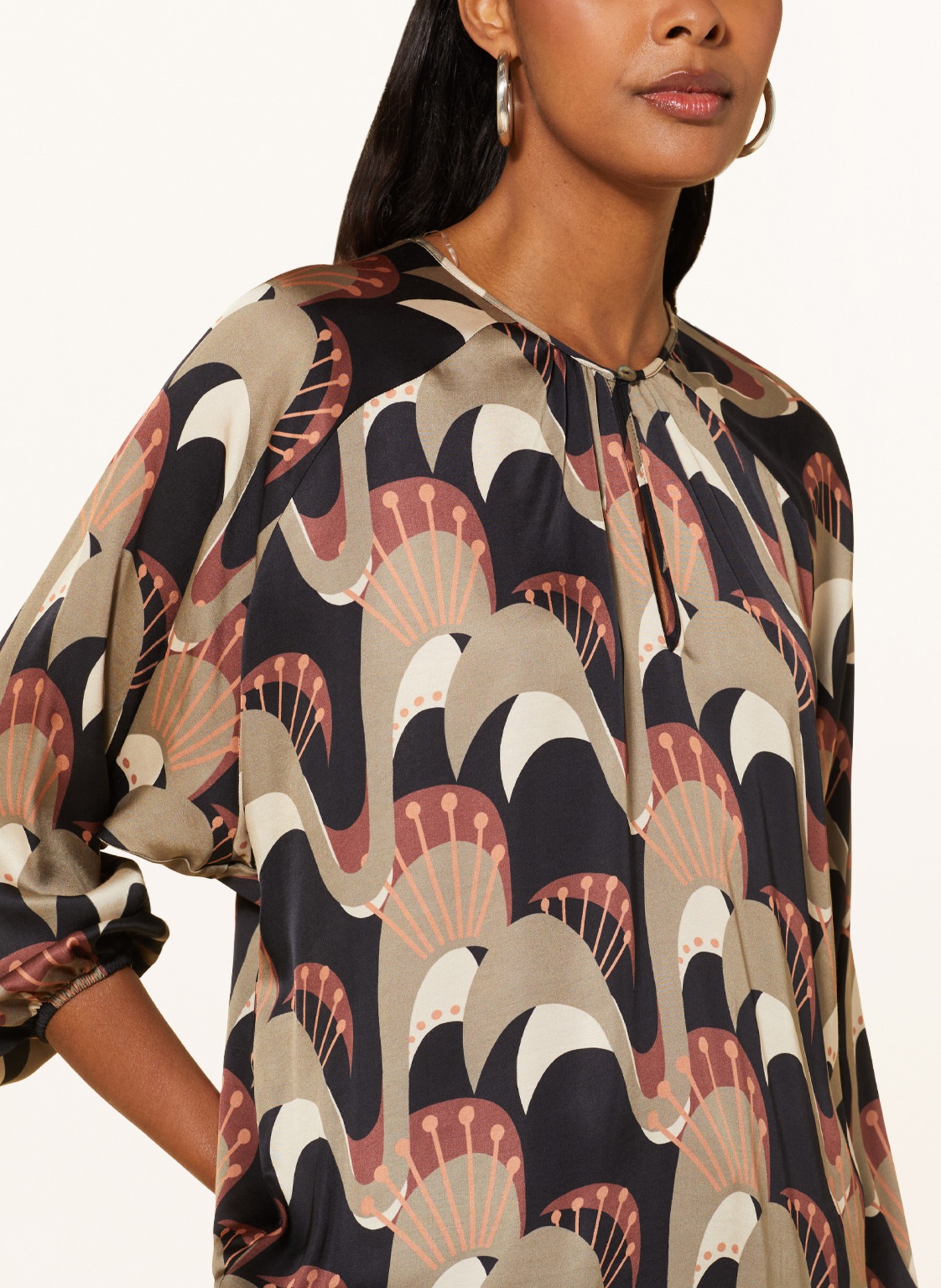 summum woman Shirt blouse, Color: KHAKI/ BLACK/ BEIGE (Image 4)