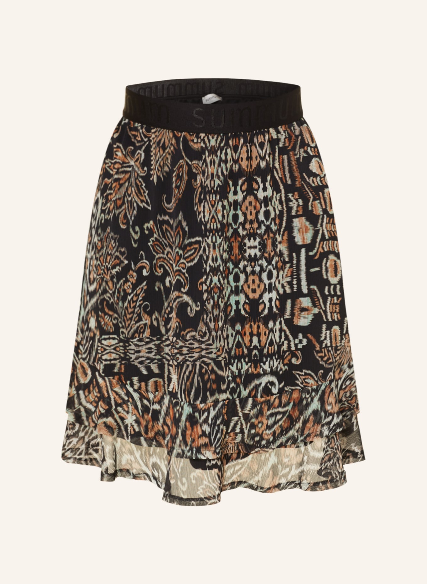 summum woman Skirt with frills, Color: BLACK/ BROWN/ LIGHT GREEN (Image 1)