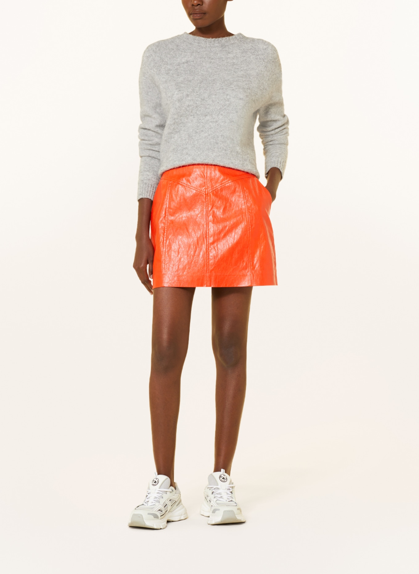 Lala Berlin Skirt SKYLA in leather look, Color: ORANGE (Image 2)