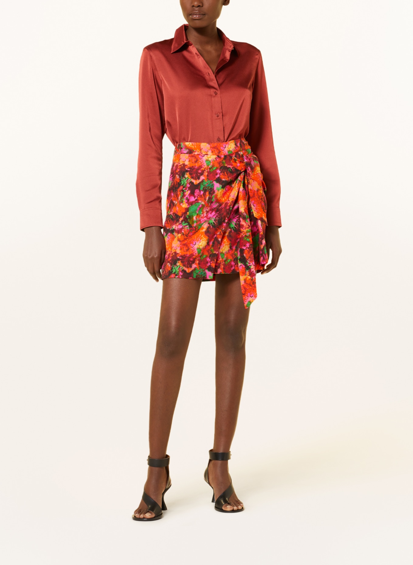 Lala Berlin Skirt SOLEA in wrap look, Color: ORANGE/ GREEN/ BROWN (Image 2)