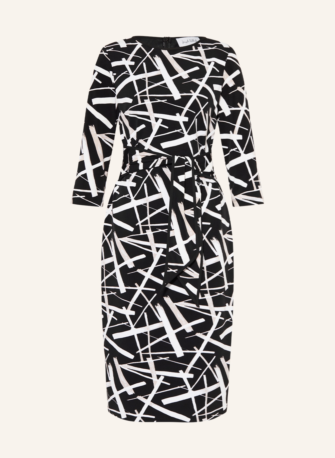 Joseph Ribkoff Dress with 3/4 sleeves, Color: BLACK/ WHITE (Image 1)