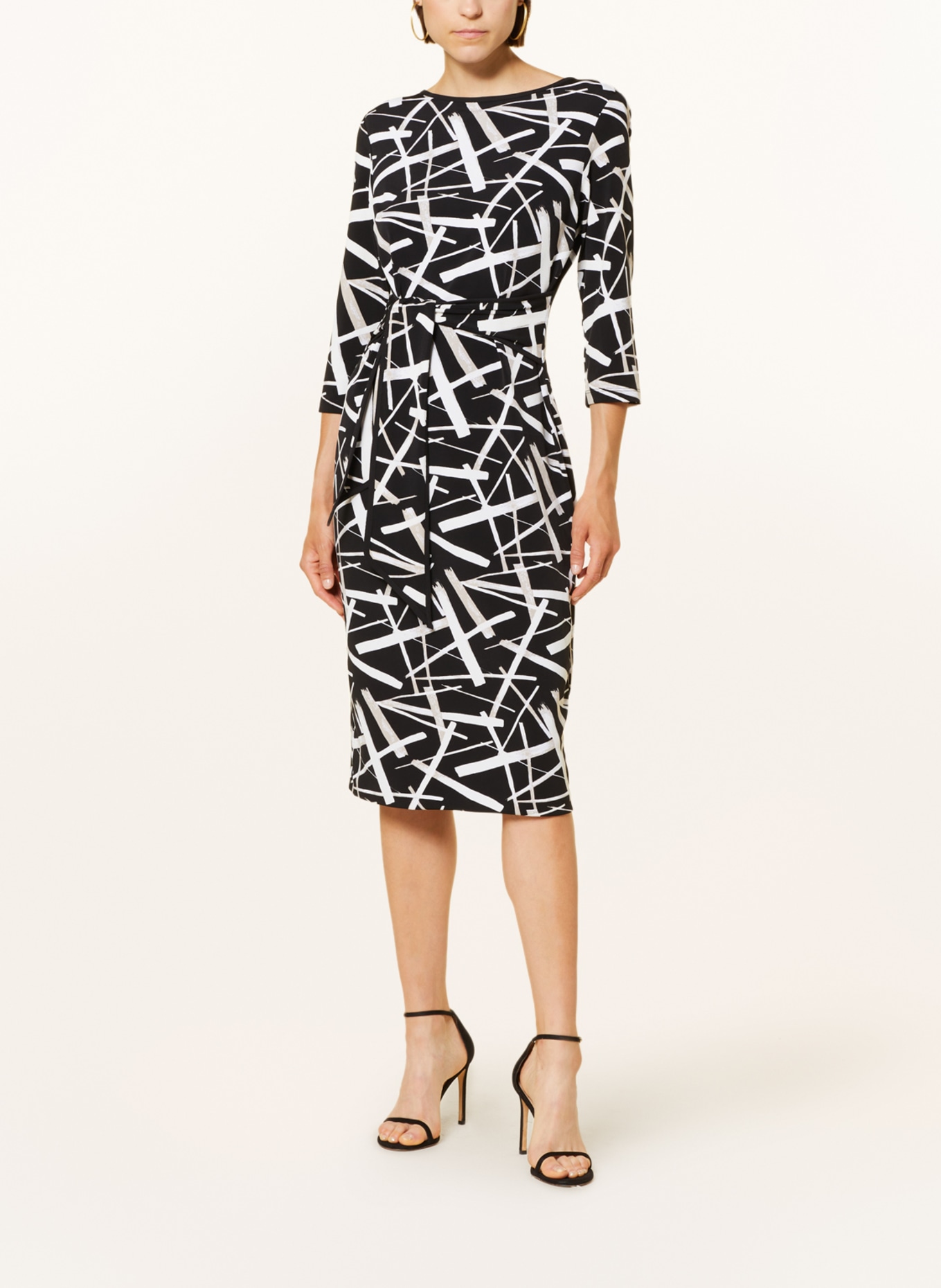 Joseph Ribkoff Dress with 3/4 sleeves, Color: BLACK/ WHITE (Image 2)
