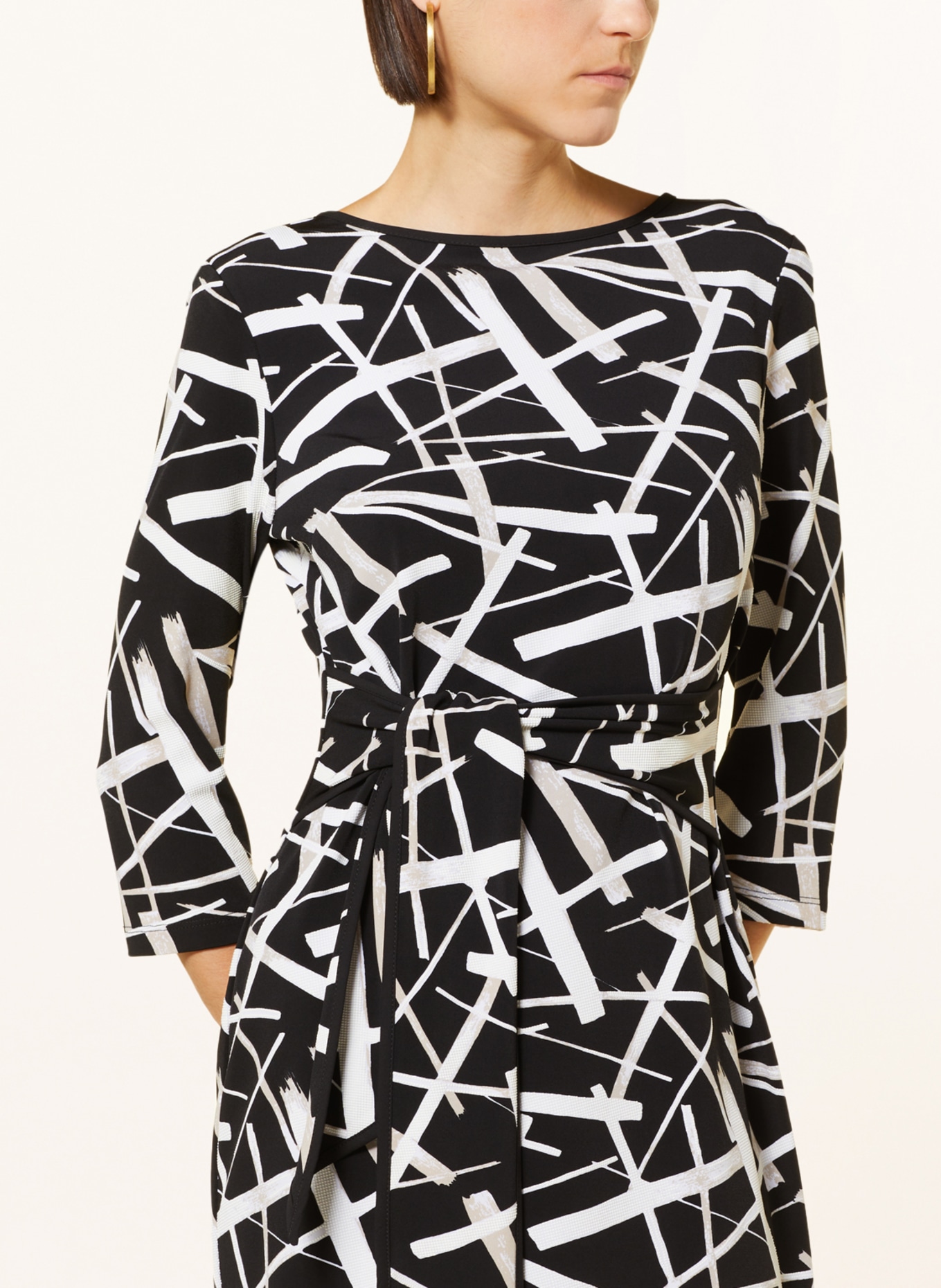 Joseph Ribkoff Dress with 3/4 sleeves, Color: BLACK/ WHITE (Image 4)