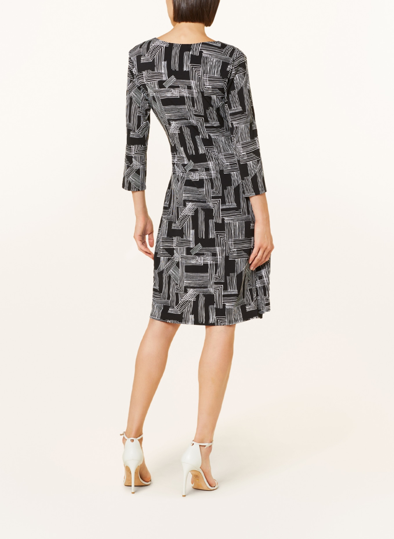 Joseph Ribkoff Dress with 3/4 sleeves, Color: BLACK/ WHITE (Image 3)