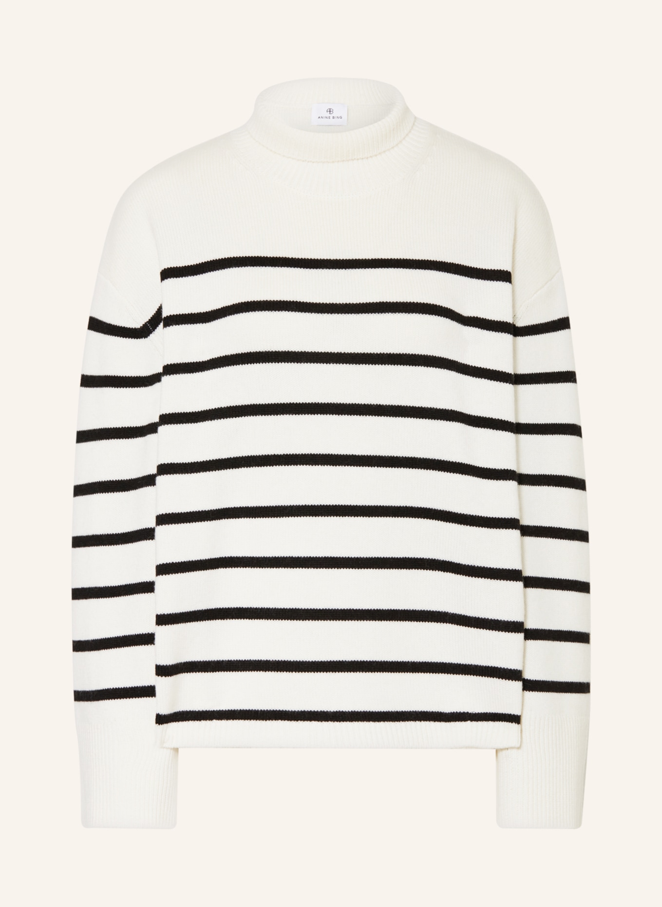 ANINE BING Turtleneck sweater COURTNEY with cashmere, Color: WHITE/ BLACK (Image 1)