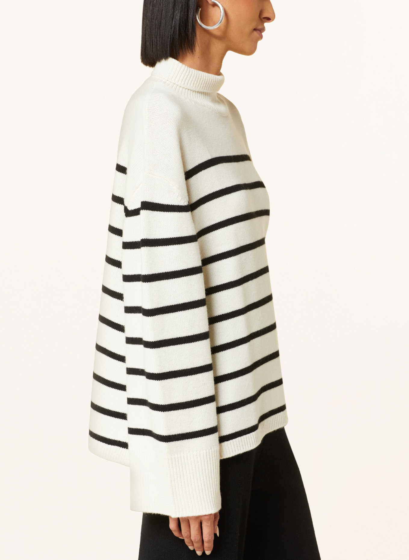 ANINE BING Turtleneck sweater COURTNEY with cashmere, Color: WHITE/ BLACK (Image 4)