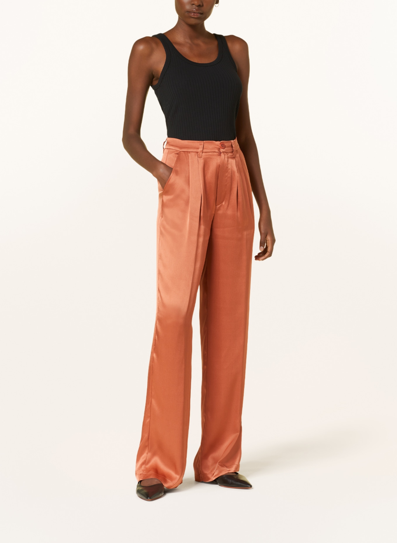 ANINE BING Wide leg trousers CARRIE in silk, Color: RED (Image 2)