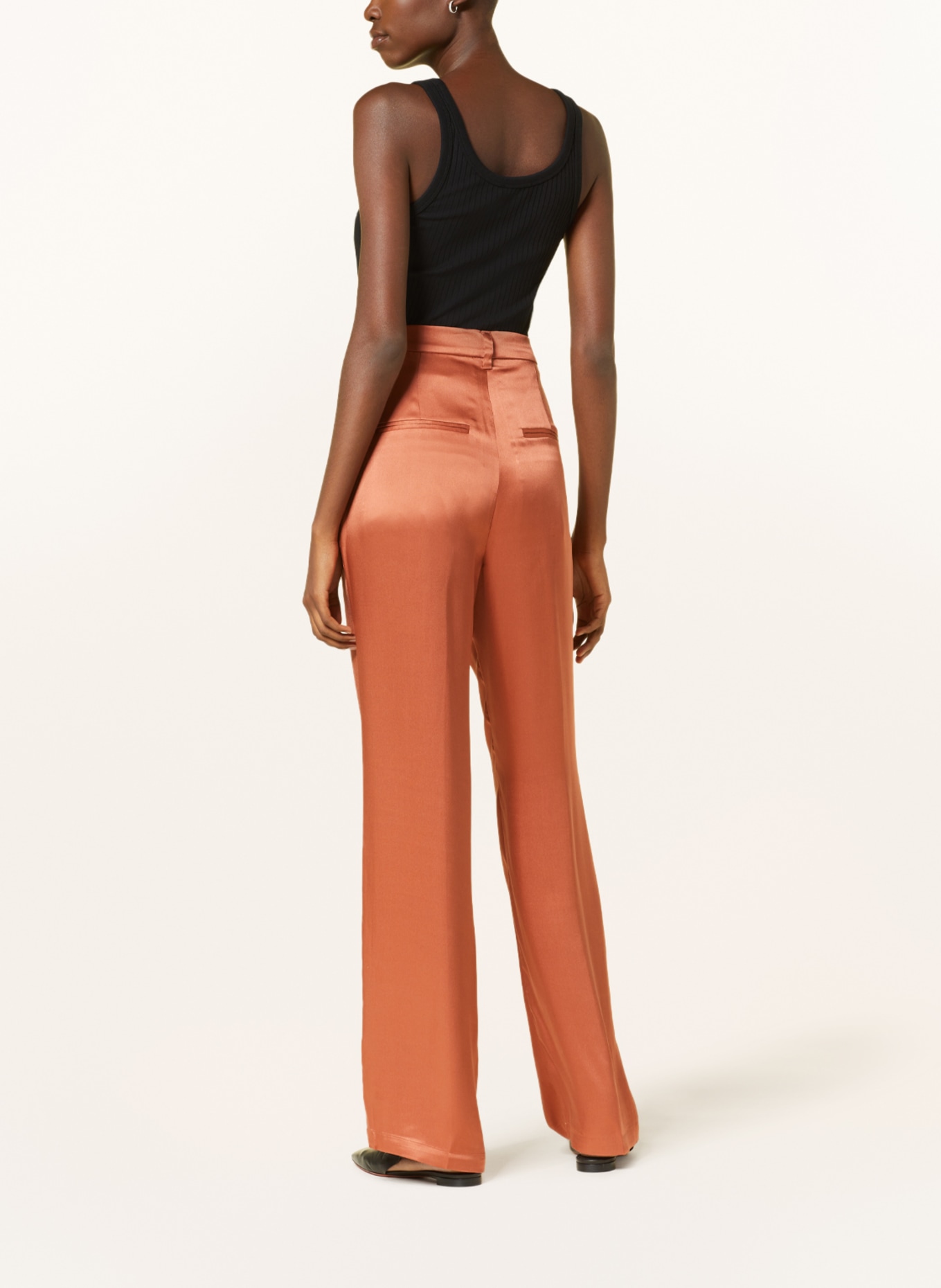 ANINE BING Wide leg trousers CARRIE in silk, Color: RED (Image 3)