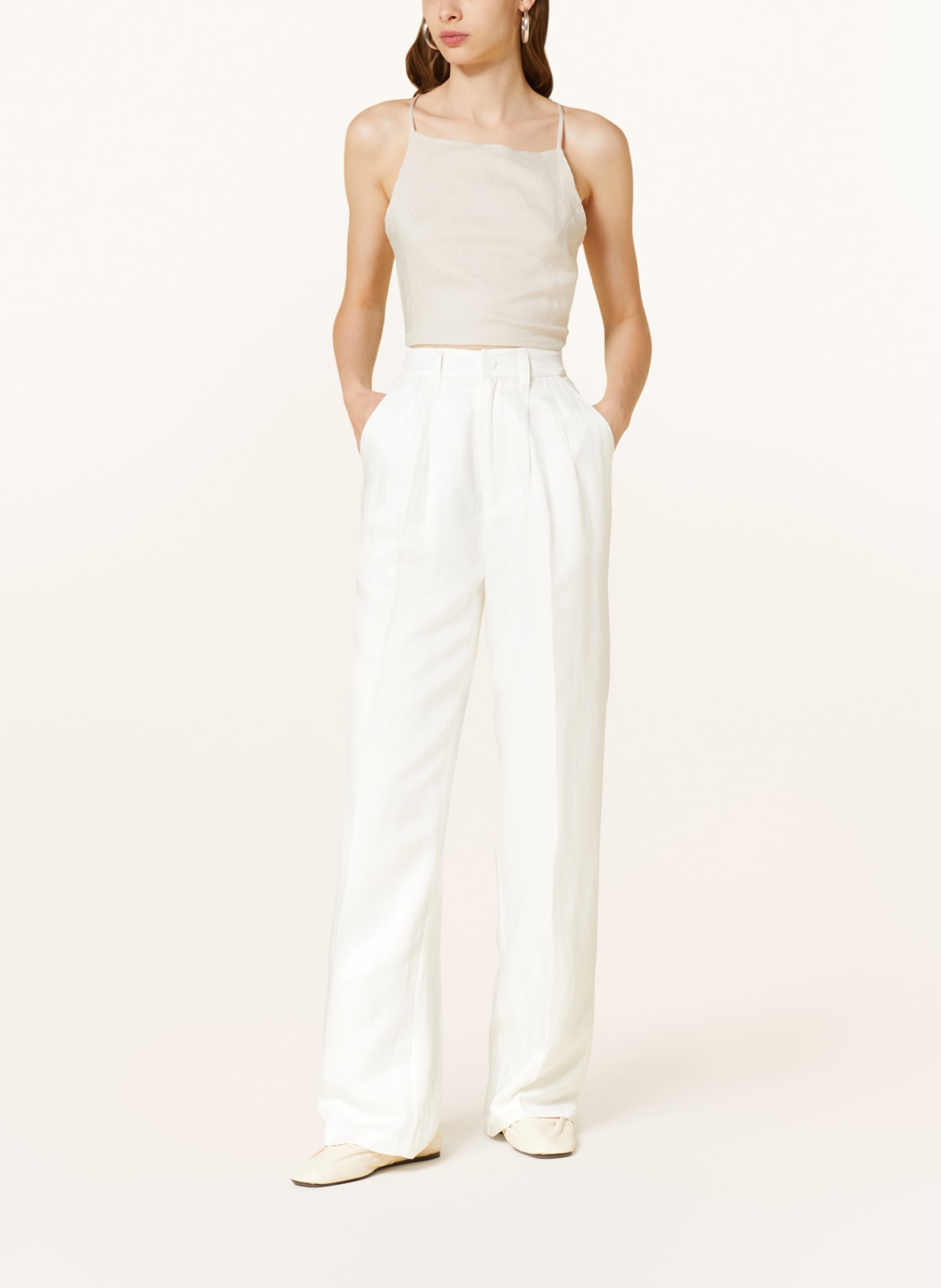 ANINE BING Wide leg trousers CARRIE with linen, Color: CREAM (Image 2)