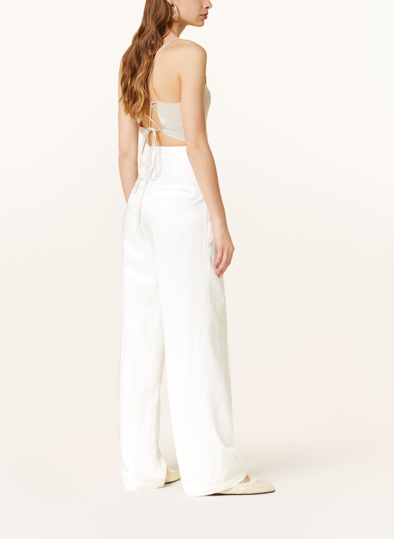 ANINE BING Wide leg trousers CARRIE with linen, Color: CREAM (Image 3)