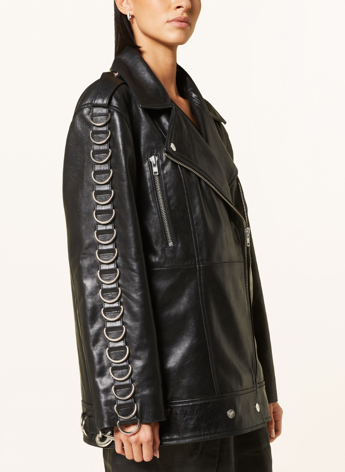 ENVELOPE 1976 Leather jacket STONE, Color: BLACK (Image 4)