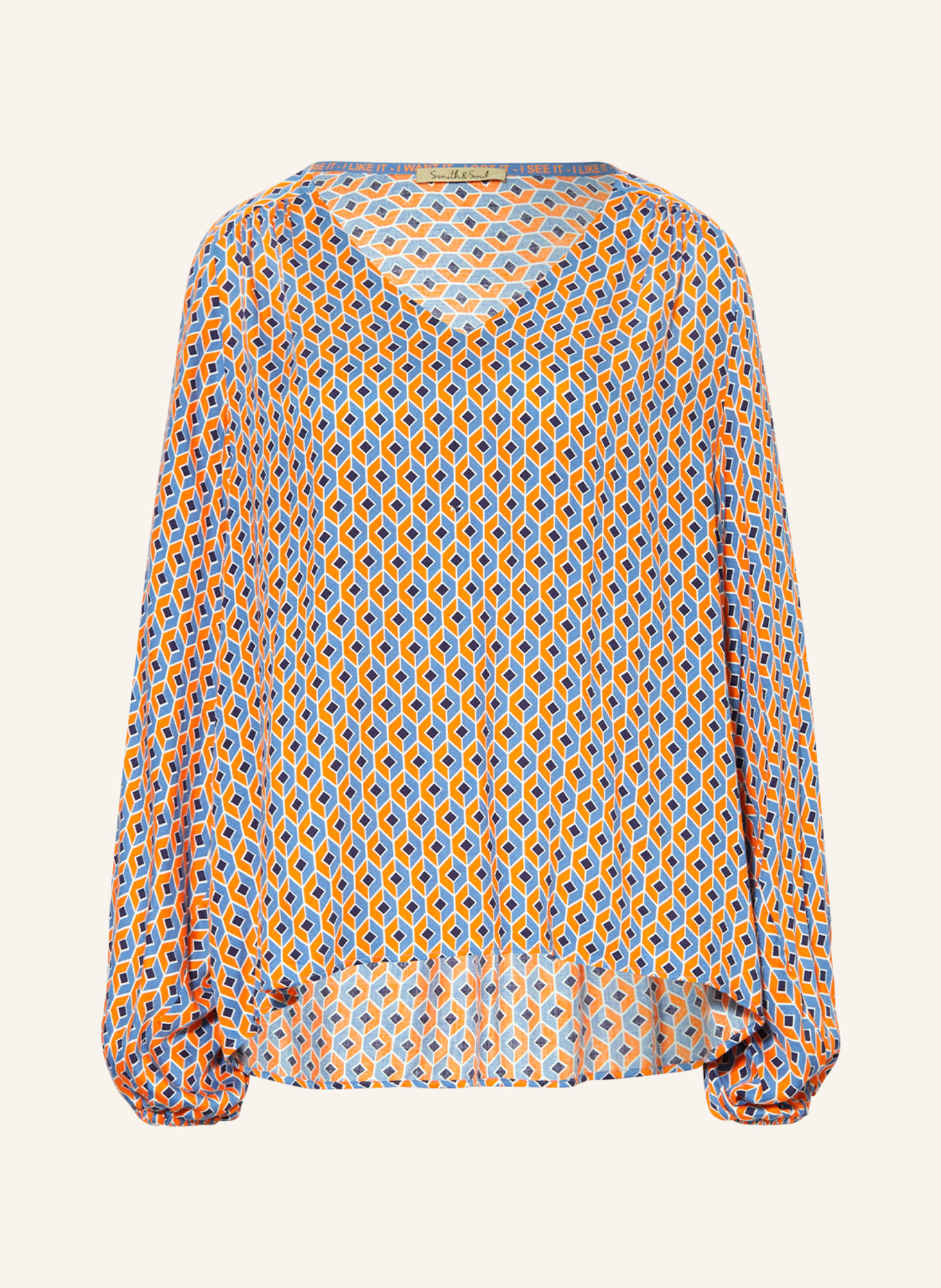 Smith & Soul Shirt blouse, Color: ORANGE/ BLUE (Image 1)