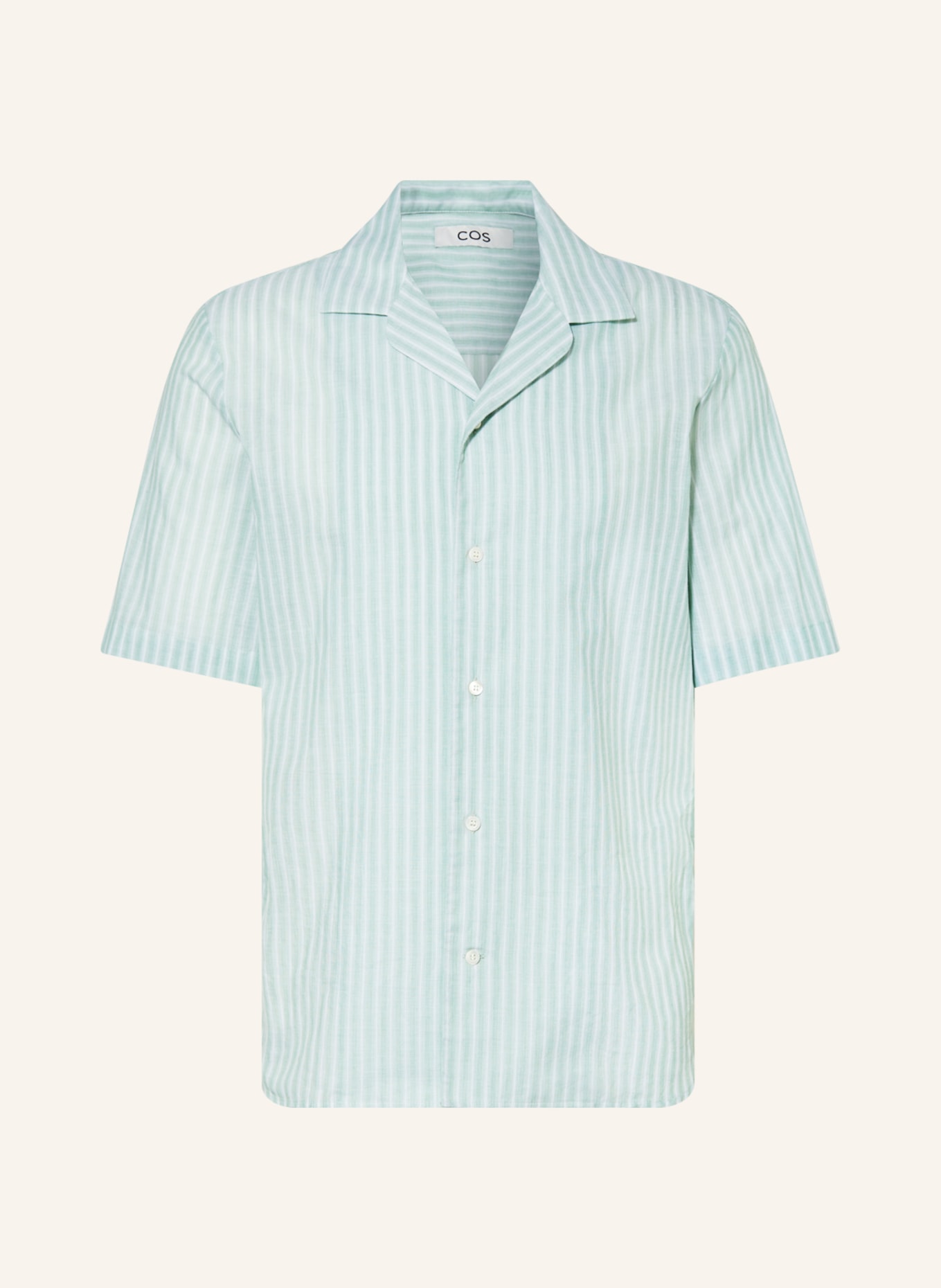 COS Short sleeve shirt relaxed fit, Color: LIGHT GREEN/ WHITE (Image 1)