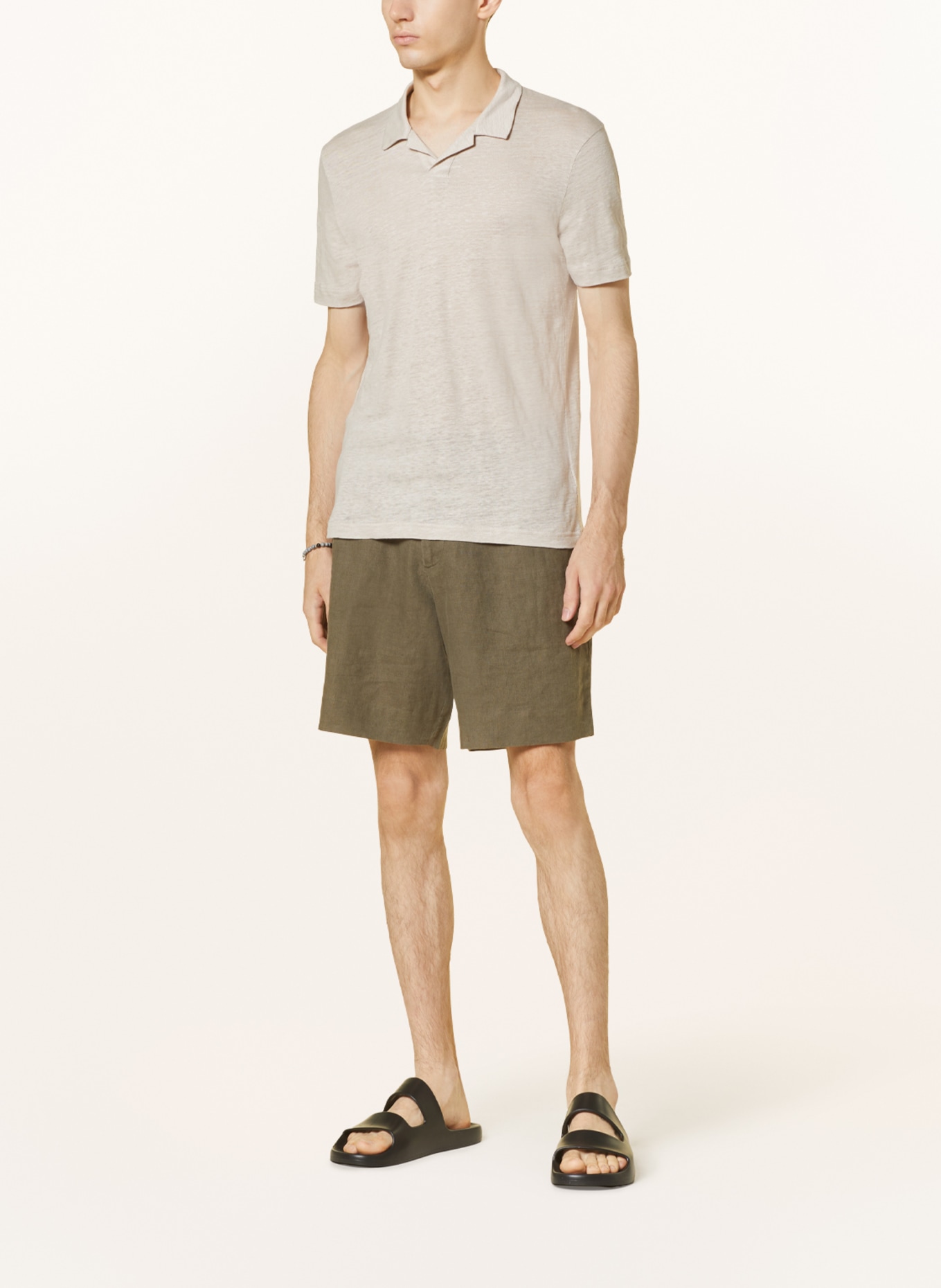 COS Linen polo shirt regular fit, Color: BEIGE (Image 2)