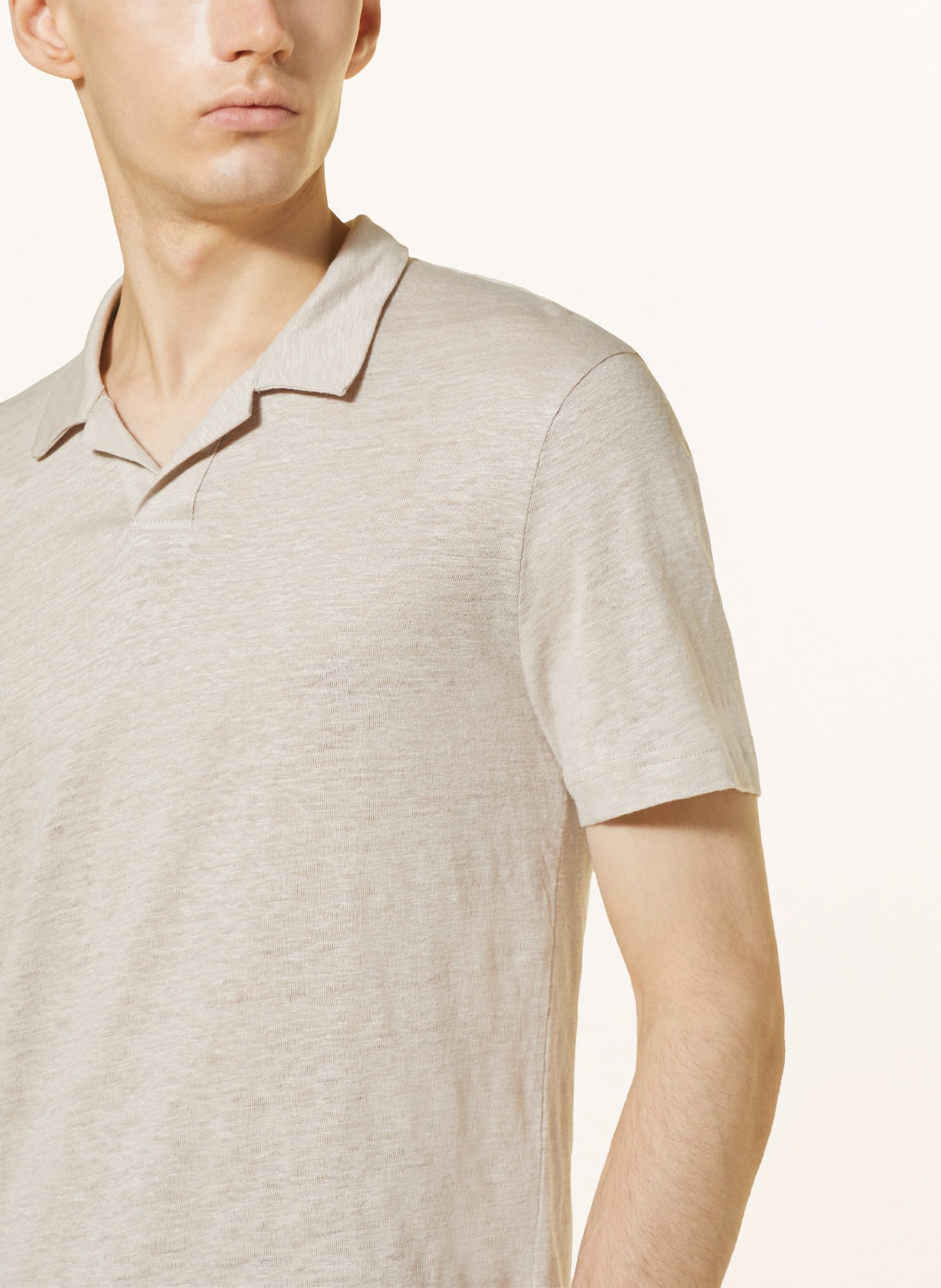 COS Linen polo shirt regular fit, Color: BEIGE (Image 4)