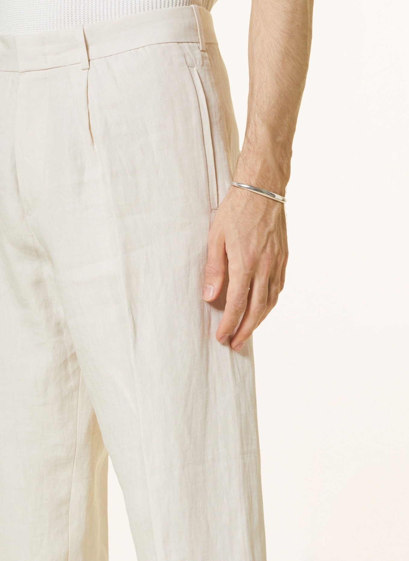 COS Linen trousers slim fit, Color: 001 BEIGE DUSTY LIGHT (Image 5)