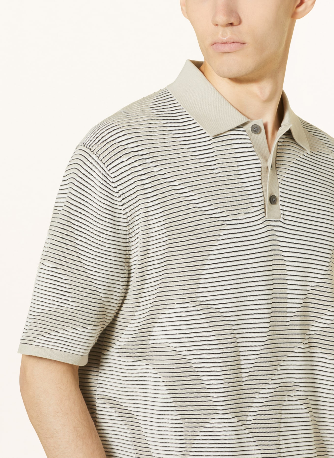 COS Knitted polo shirt, Color: ECRU/ BEIGE/ BLACK (Image 4)