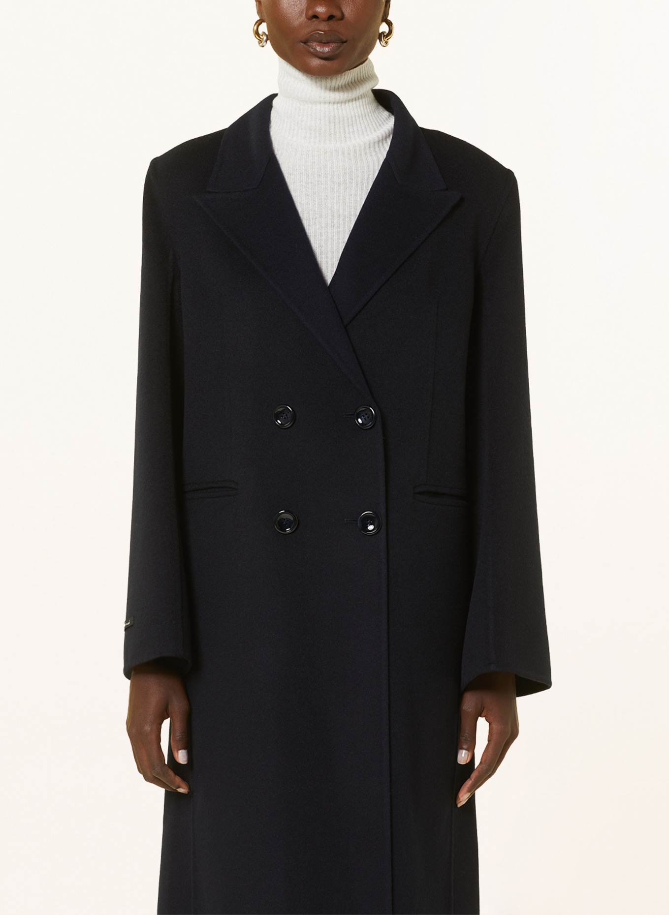 manzoni 24 Wool coat with cashmere, Color: DARK BLUE (Image 4)