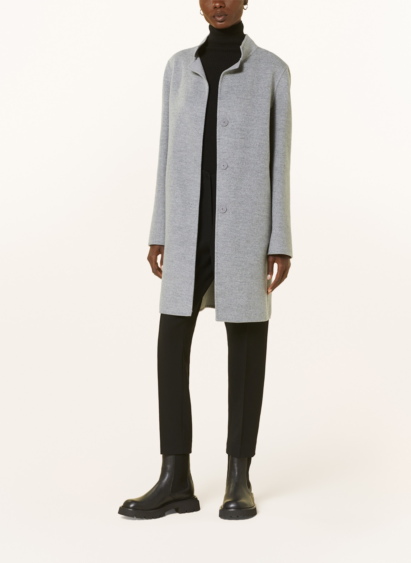manzoni 24 Wool coat with cashmere, Color: LIGHT GRAY (Image 2)