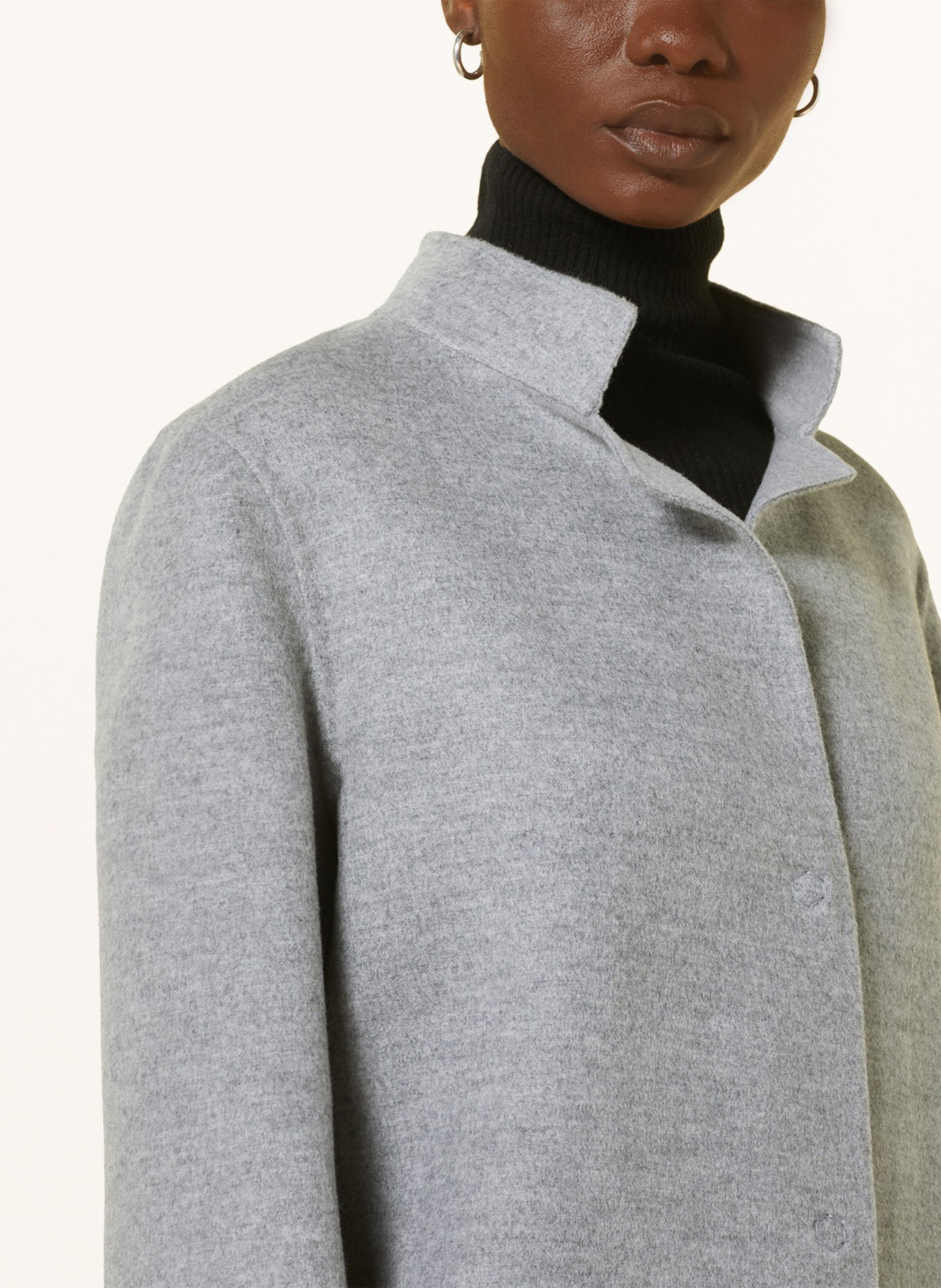 manzoni 24 Wool coat with cashmere, Color: LIGHT GRAY (Image 4)
