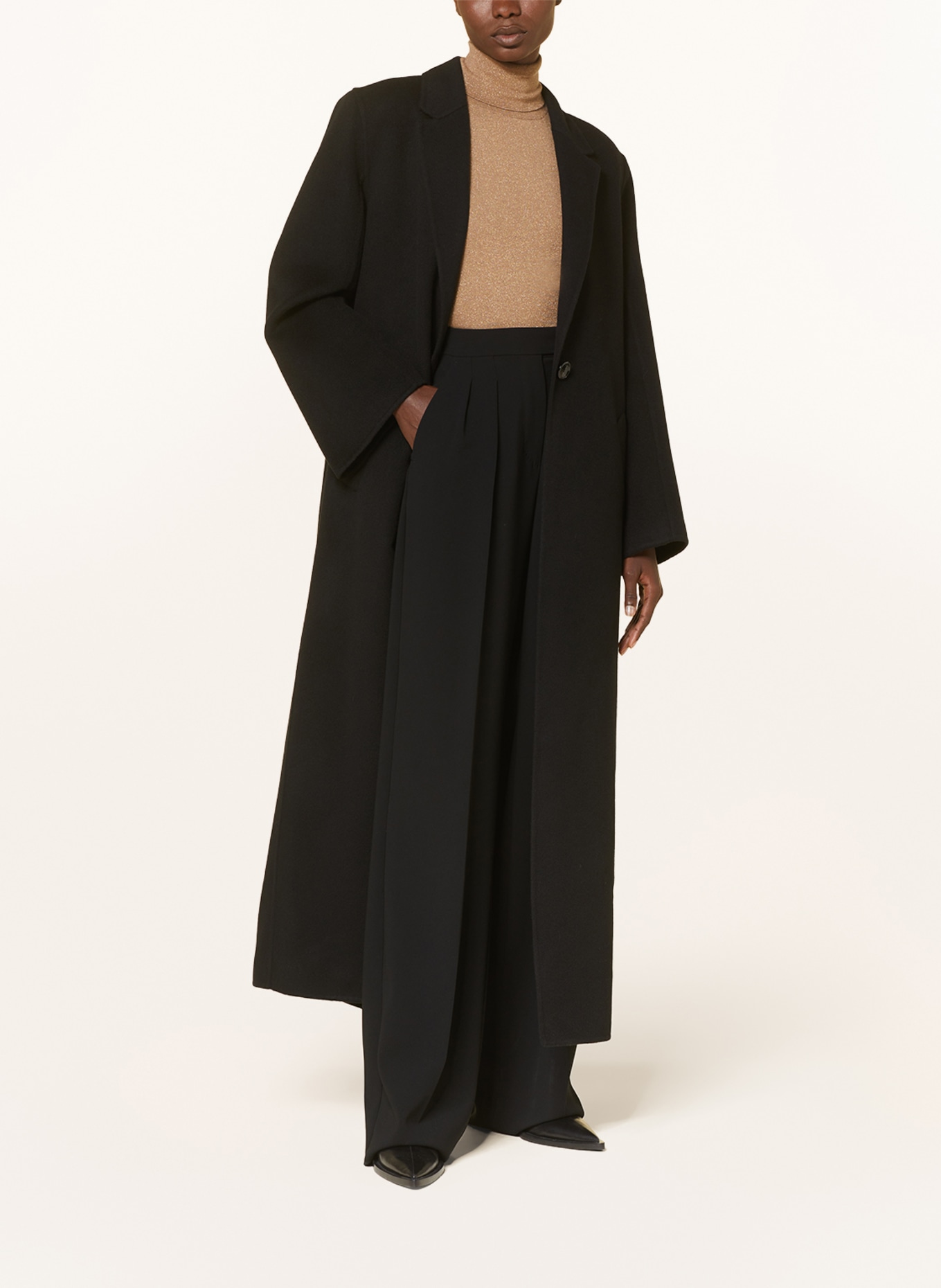 manzoni 24 Wool coat with cashmere, Color: BLACK (Image 2)