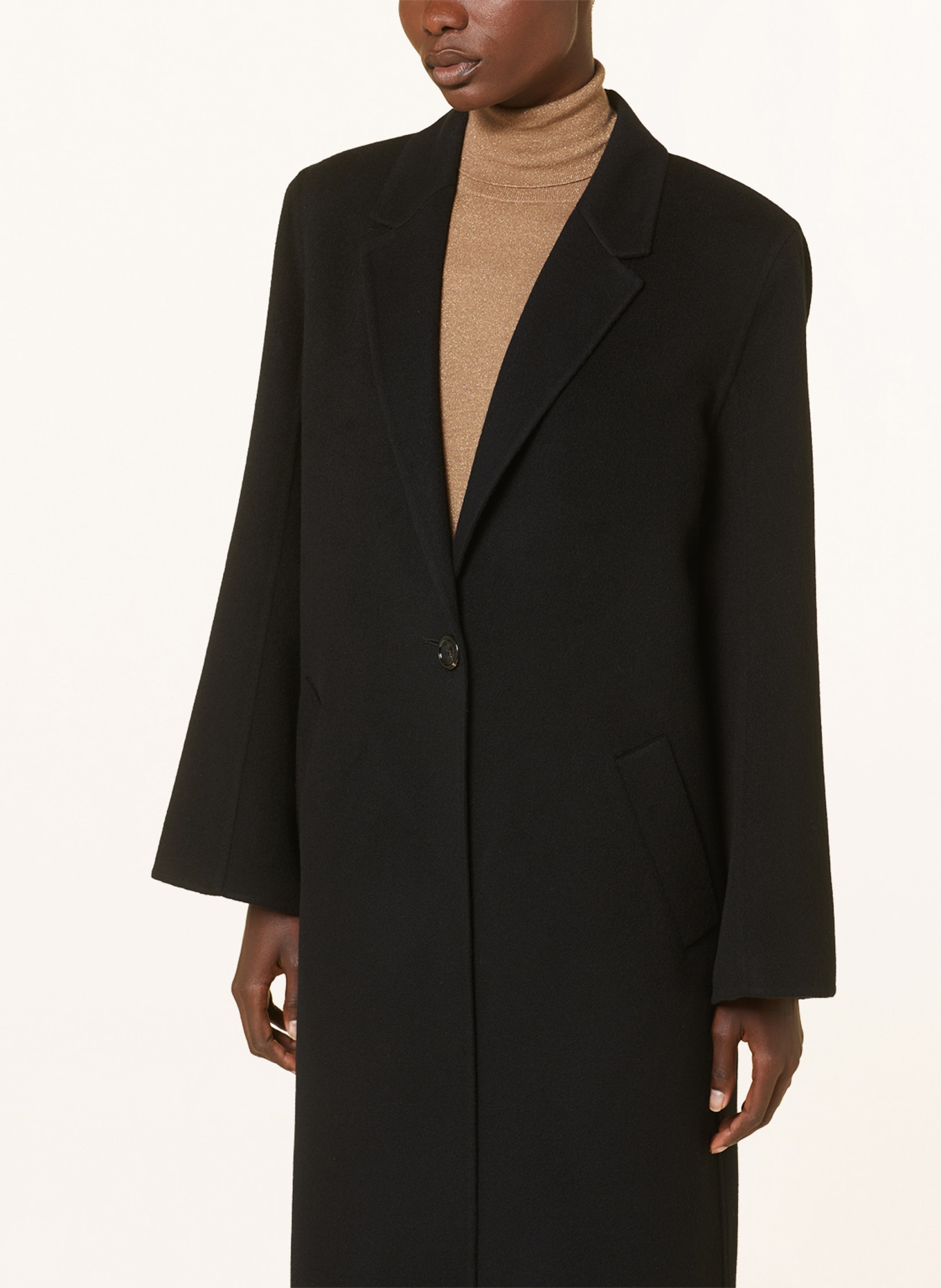 manzoni 24 Wool coat with cashmere, Color: BLACK (Image 4)