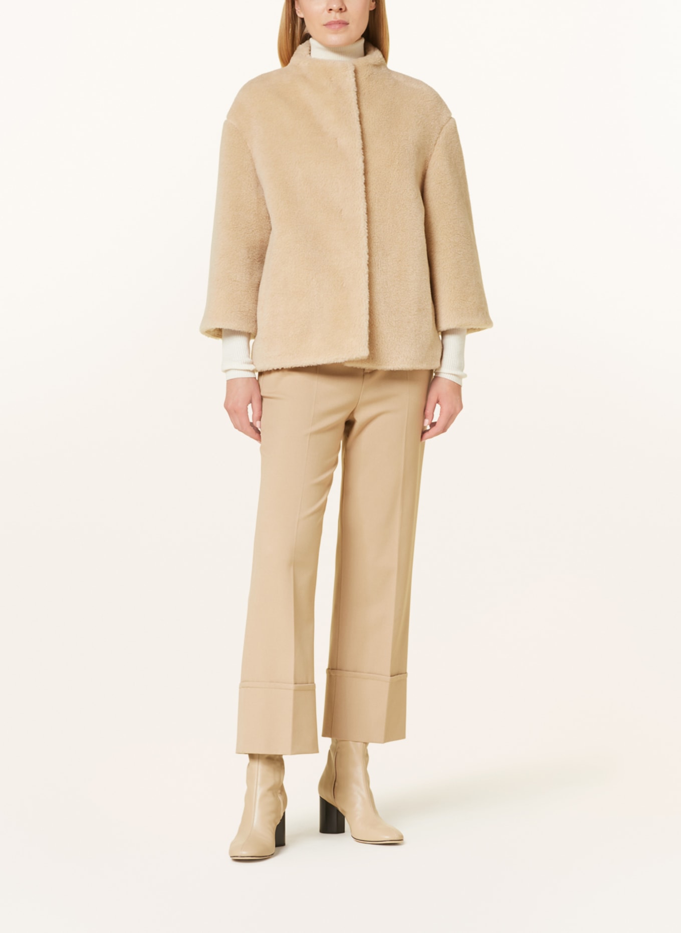 CINZIA ROCCA Teddy jacket with 3/4 sleeves, Color: BEIGE (Image 2)