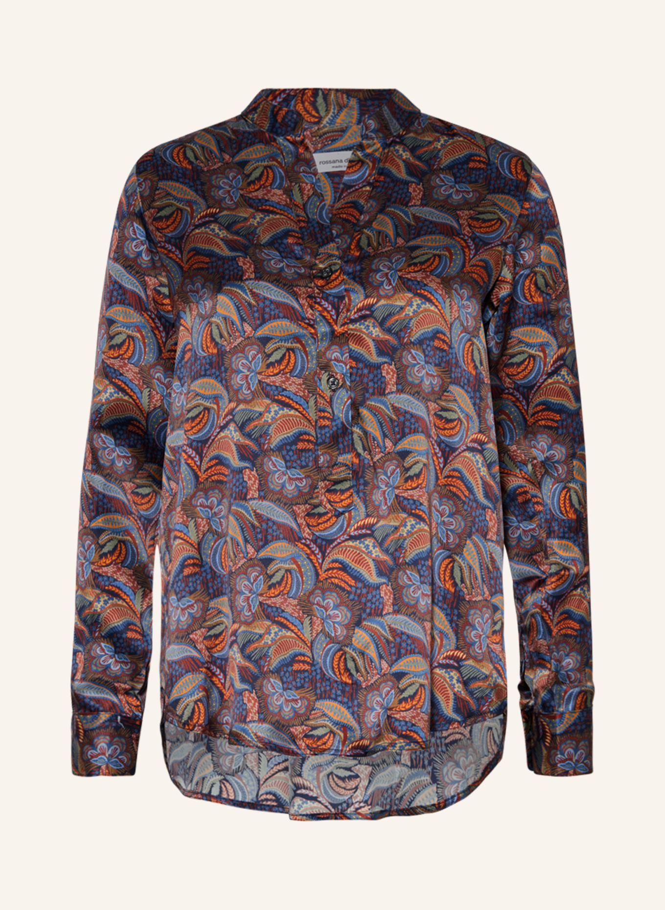 rossana diva Shirt blouse in silk, Color: BLUE/ ORANGE (Image 1)