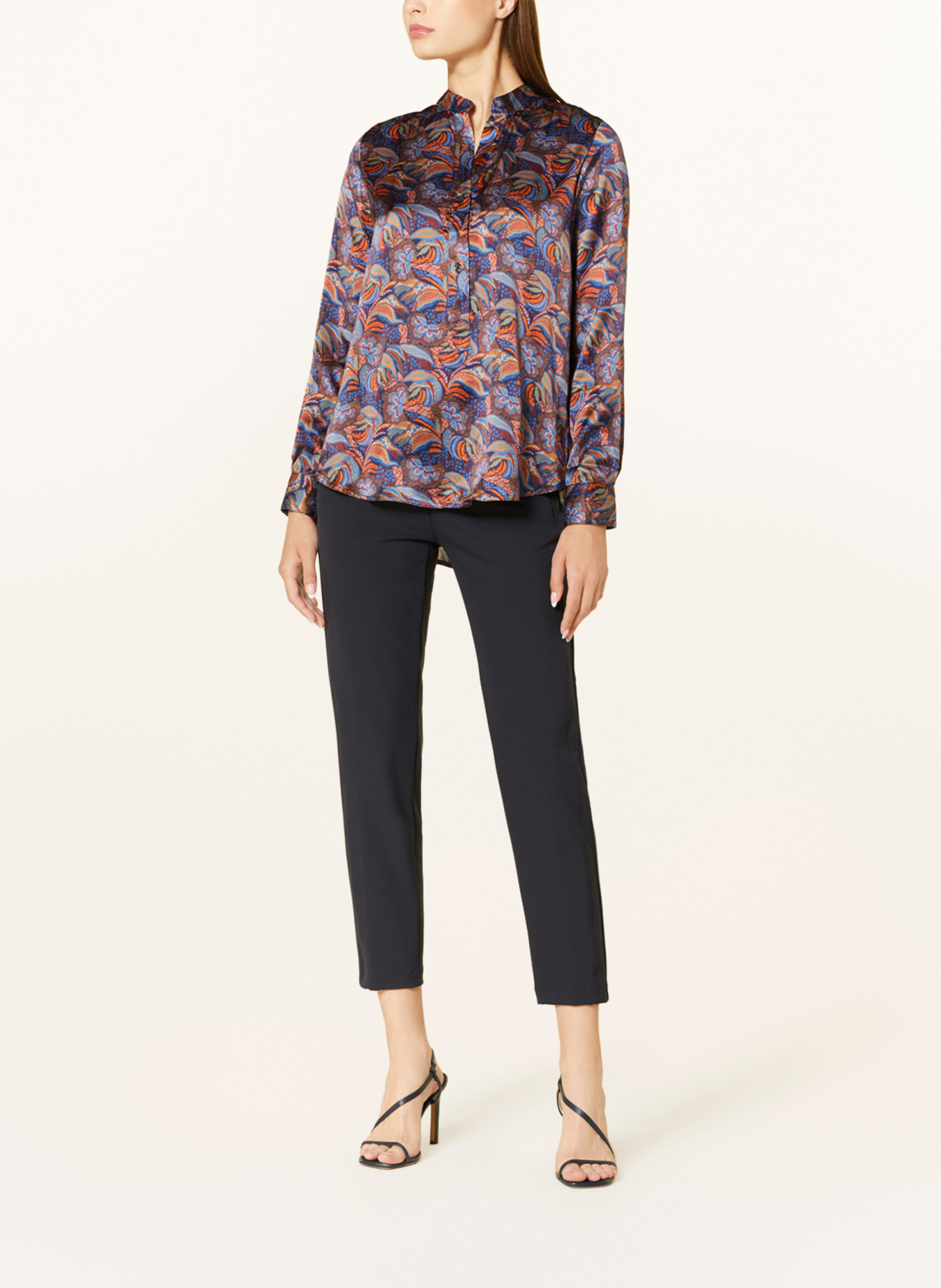 rossana diva Shirt blouse in silk, Color: BLUE/ ORANGE (Image 2)