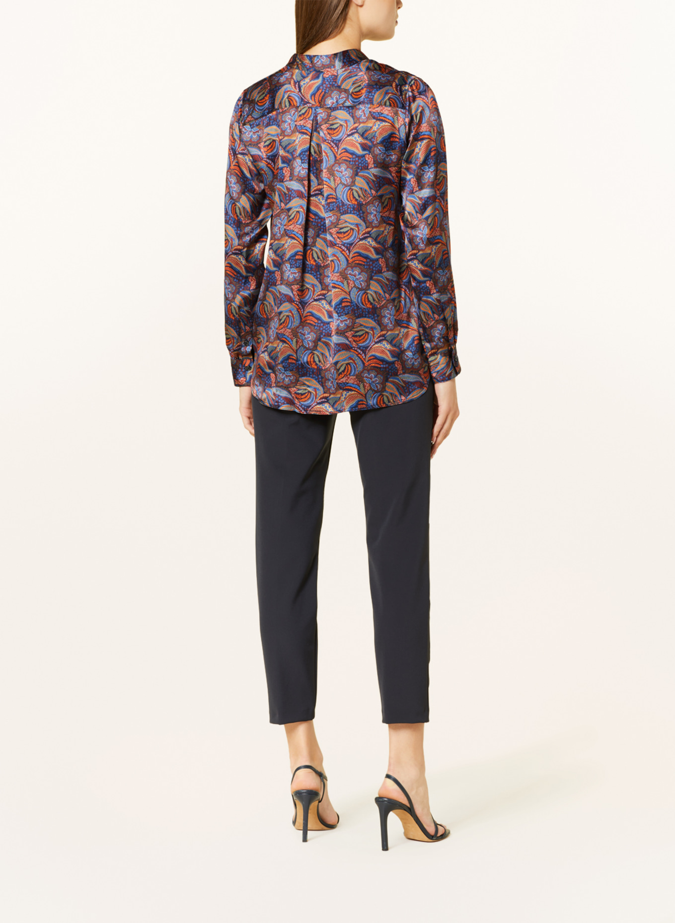 rossana diva Shirt blouse in silk, Color: BLUE/ ORANGE (Image 3)