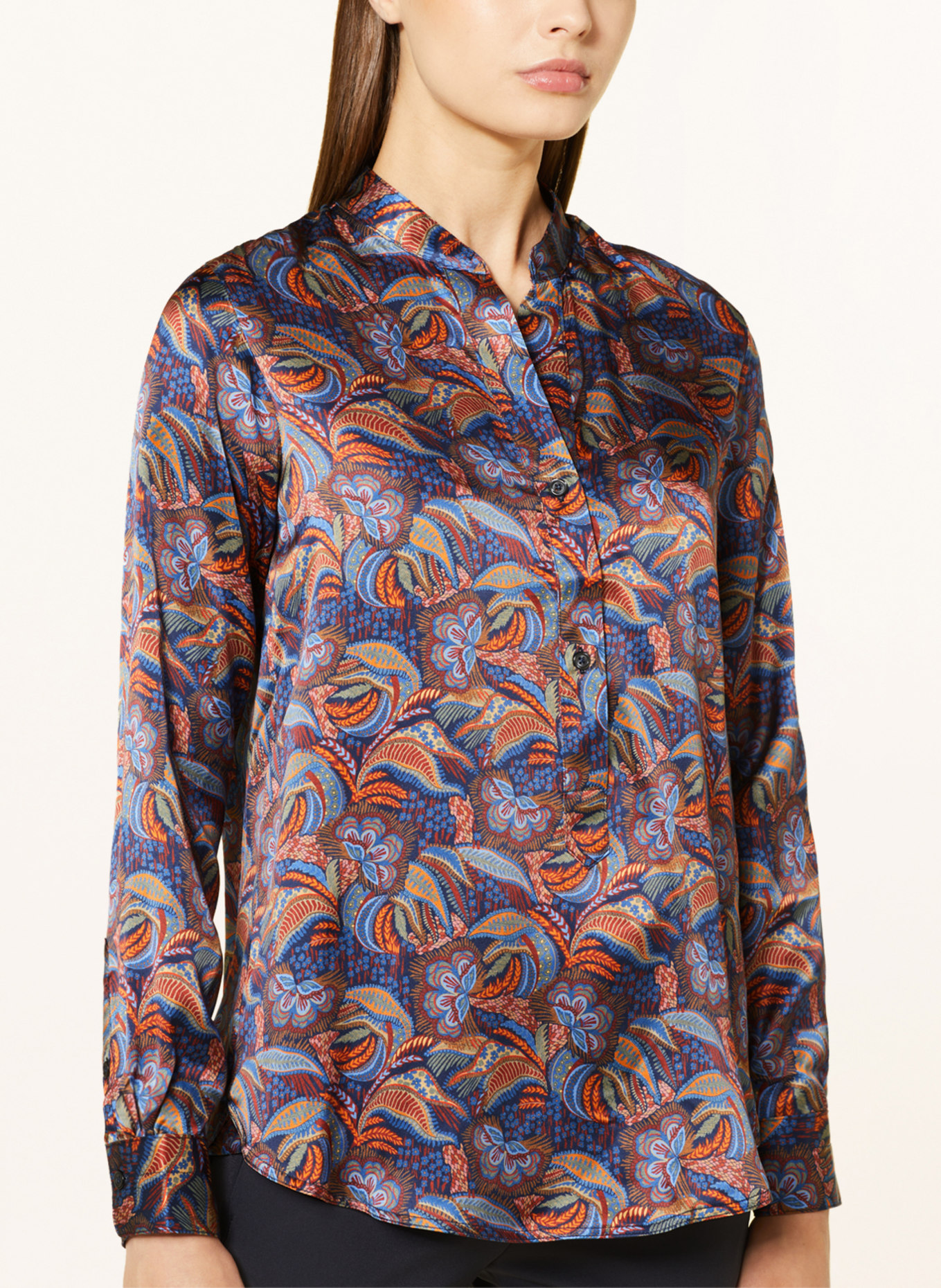 rossana diva Shirt blouse in silk, Color: BLUE/ ORANGE (Image 4)