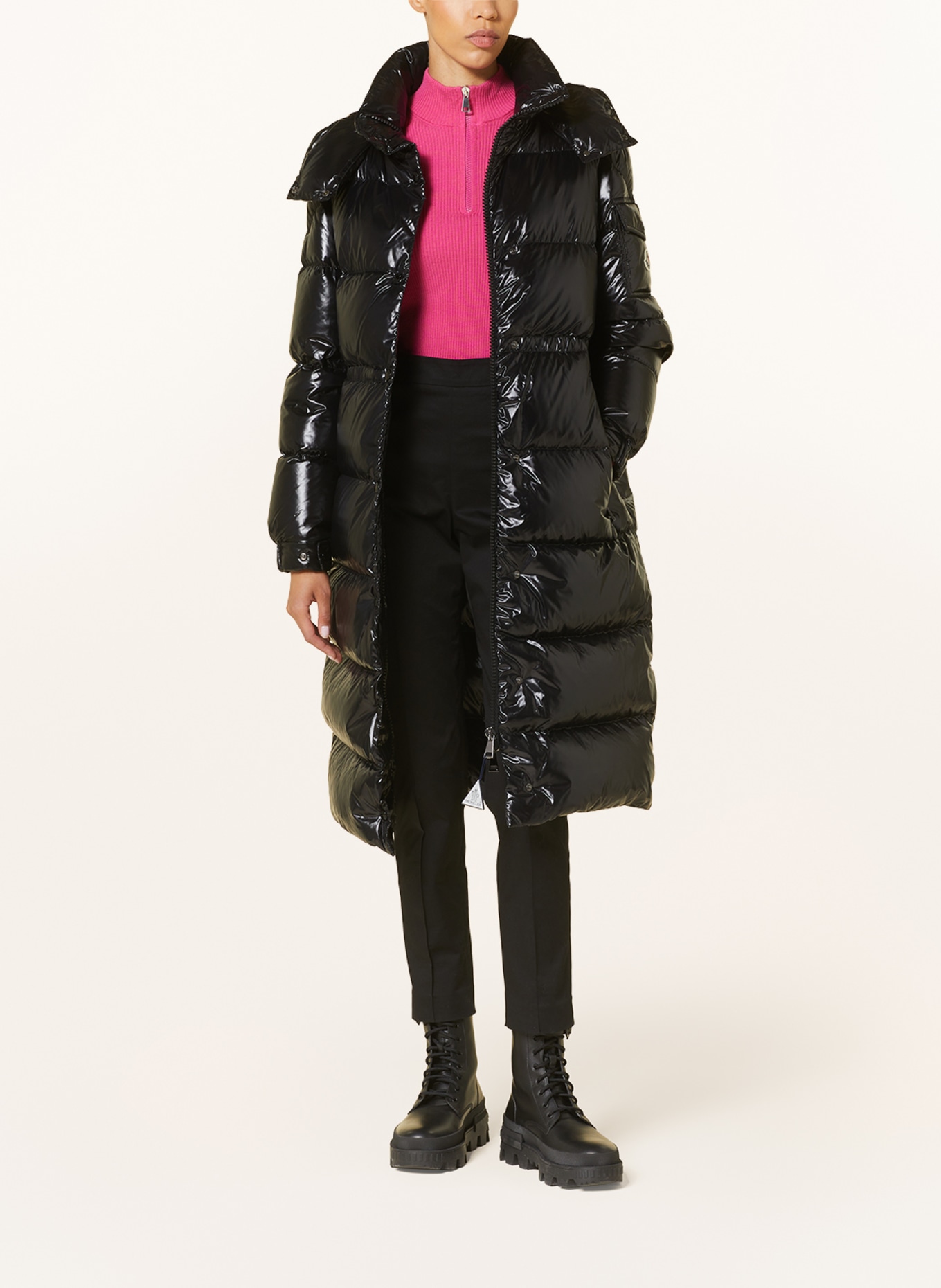 MONCLER Péřový kabát CAVETTAZ s odnímatelnou kapucí, Barva: ČERNÁ (Obrázek 2)
