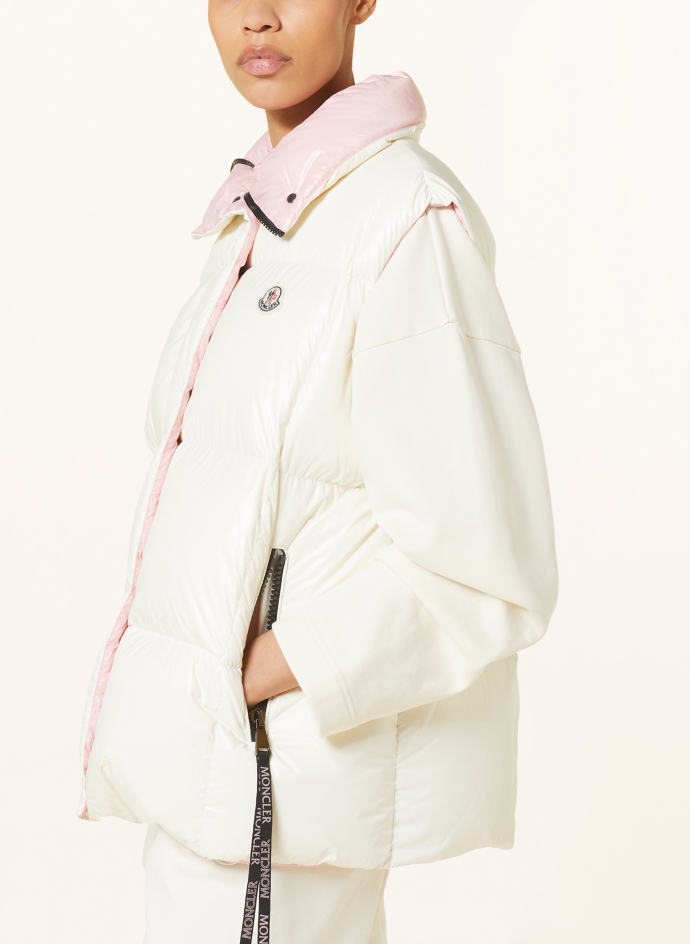 MONCLER Down vest LUZULE with removable hood, Color: WHITE/ LIGHT PINK (Image 5)