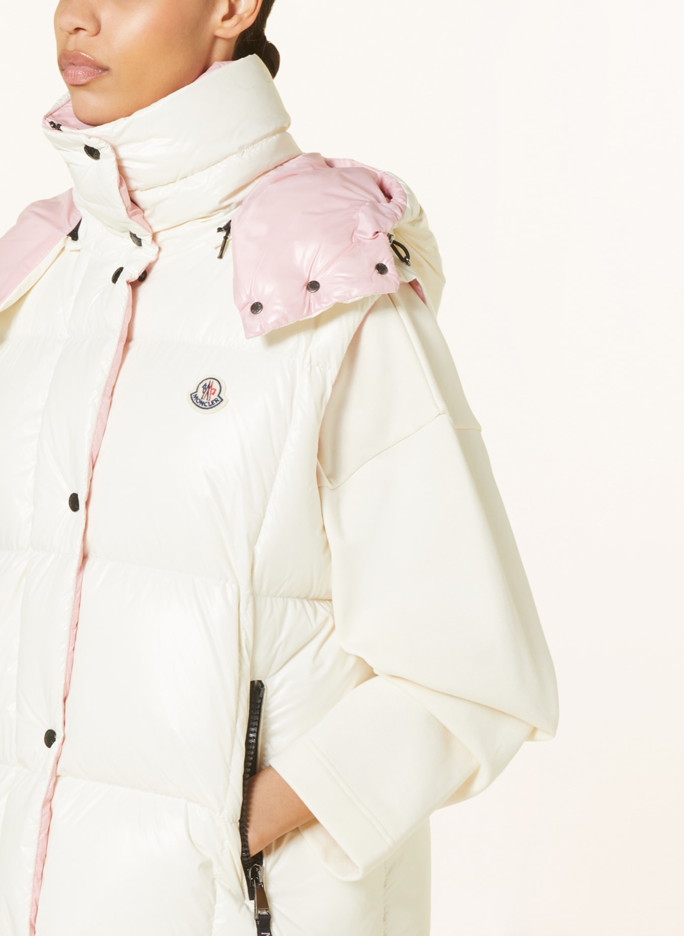 MONCLER Down vest LUZULE with removable hood, Color: WHITE/ LIGHT PINK (Image 6)