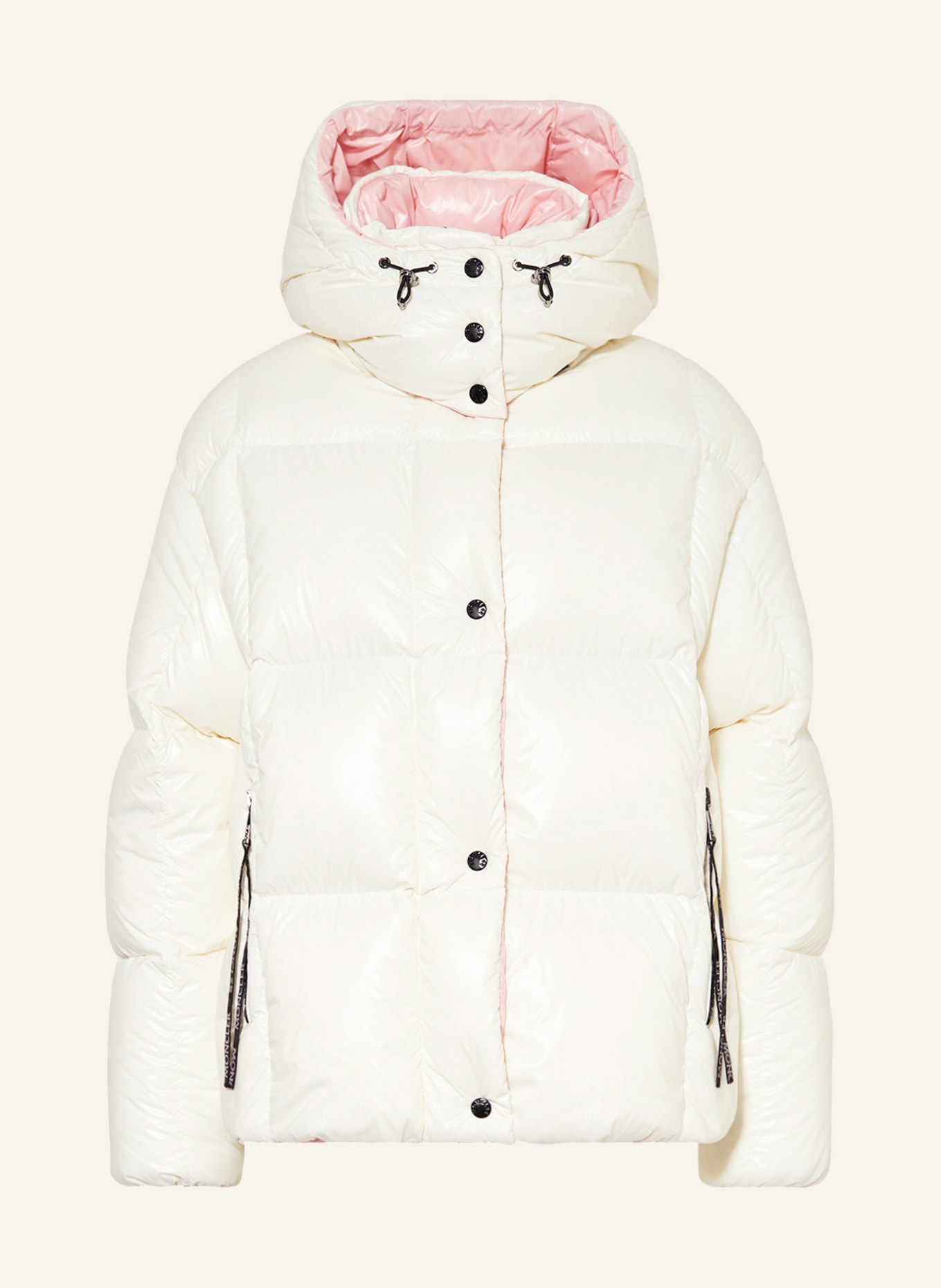 MONCLER Down jacket PARANA with removable hood, Color: WHITE/ LIGHT PINK (Image 1)