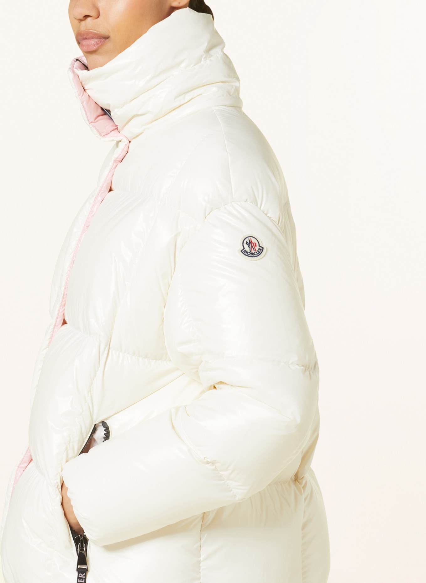 MONCLER Down jacket PARANA with removable hood, Color: WHITE/ LIGHT PINK (Image 6)