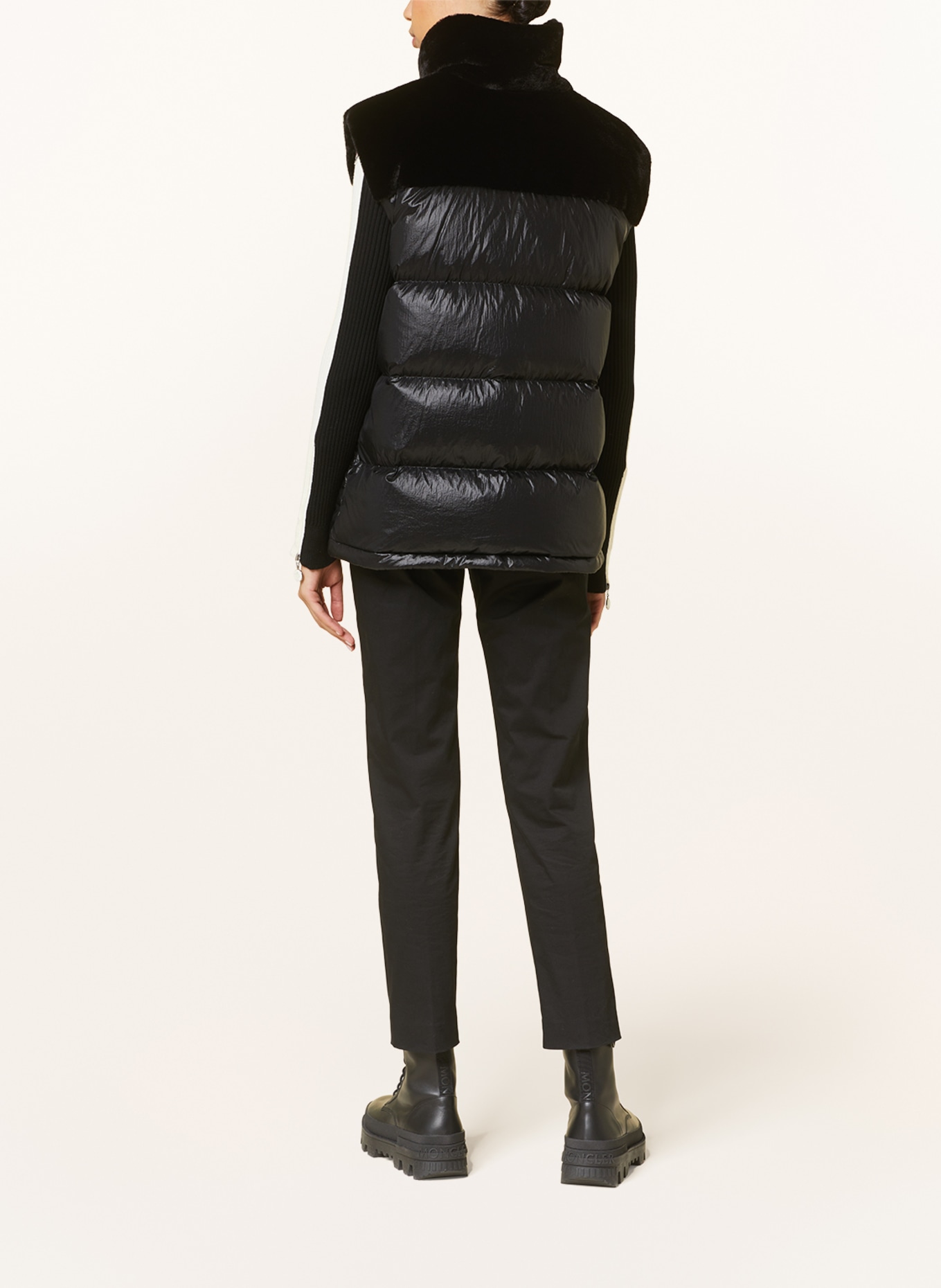 MONCLER Down vest LEMPA with faux fur, Color: BLACK (Image 3)