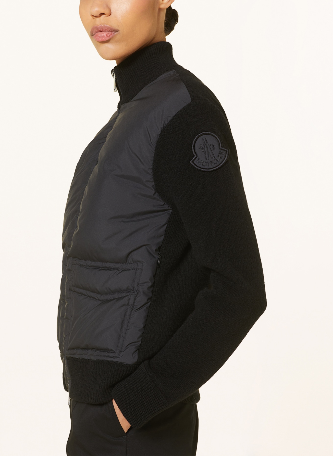 MONCLER Down jacket in mixed materials, Color: BLACK (Image 4)