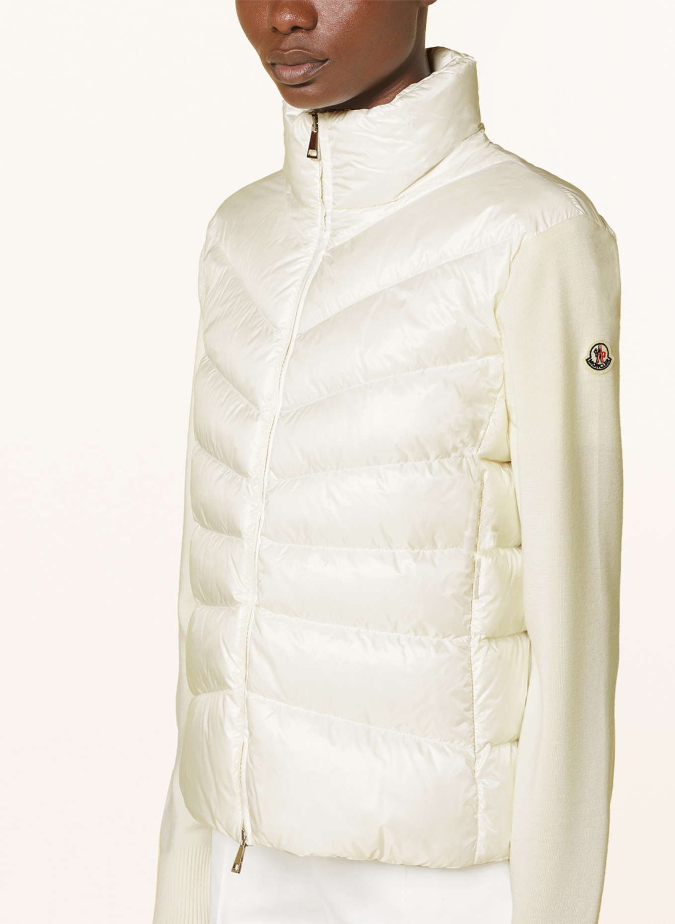 MONCLER Down jacket in mixed materials, Color: WHITE (Image 4)