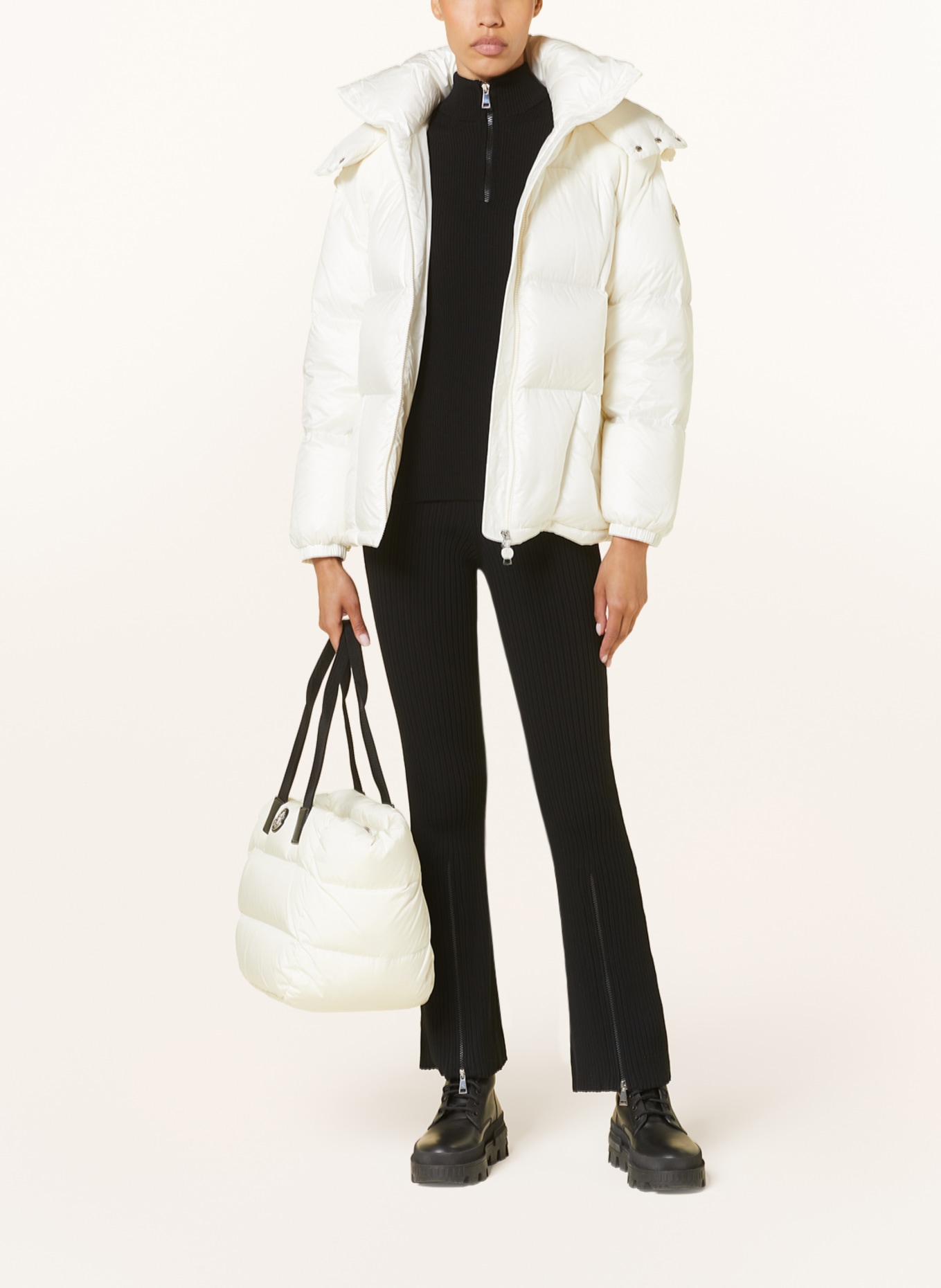 MONCLER Down jacket MEANDRE in mixed materials with detachable hood, Color: WHITE (Image 2)
